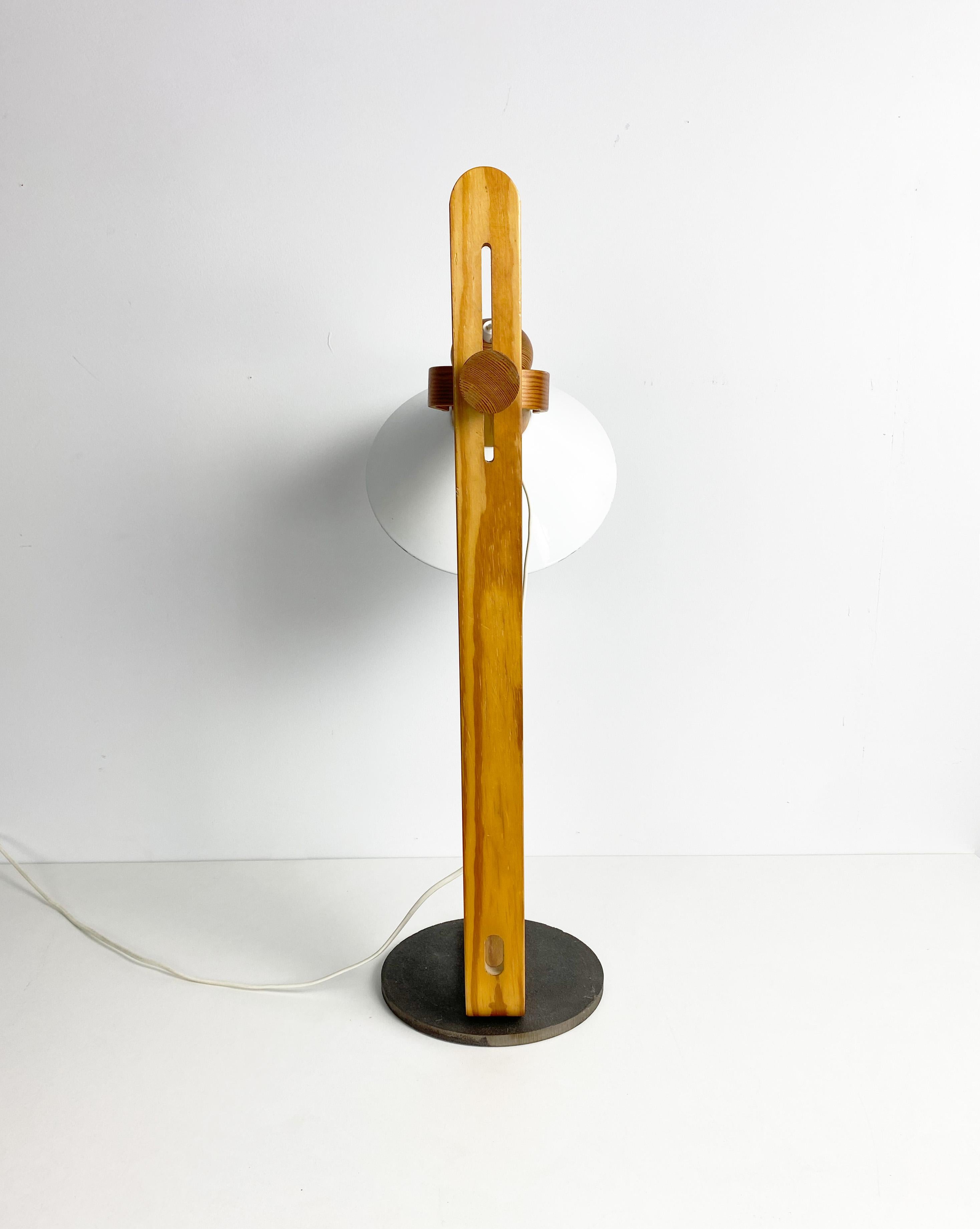 Swedish Pine and Iron Table Lamp, c.1970 For Sale 2