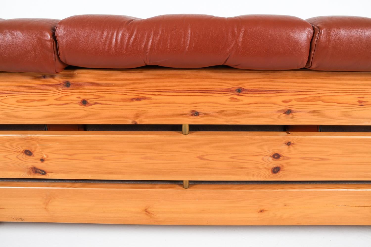 Canapé suédois en pin et cuir d'Ekornes, Norvège, vers 1970 en vente 12