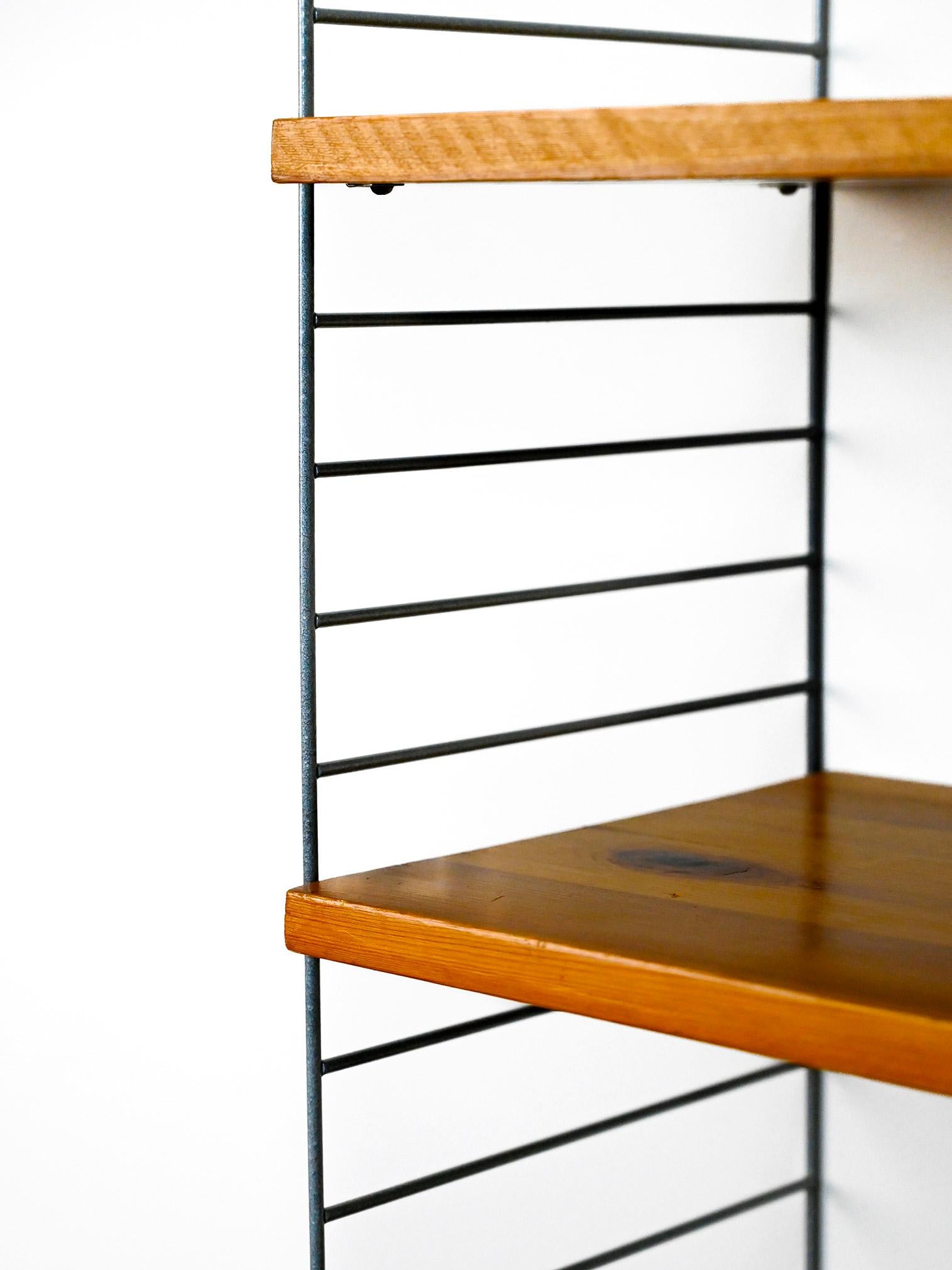 Mid-20th Century Swedish pine and metal shelving unit For Sale