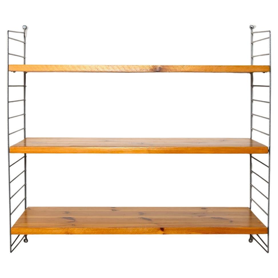 Swedish pine and metal shelving unit