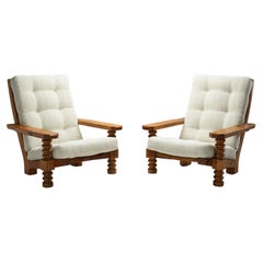 Retro Swedish Pine Armchairs with Sculpted Legs, Sweden, 1960s