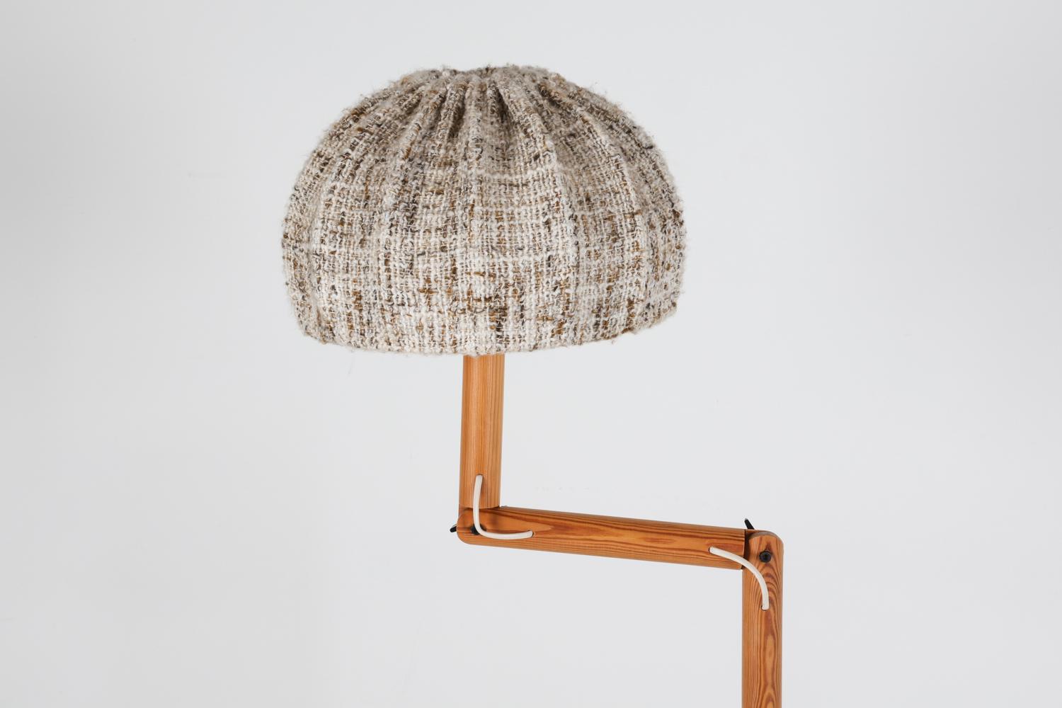 Swedish Pine Articulated Floor Lamp, Circa 1970's In Good Condition For Sale In Norwalk, CT