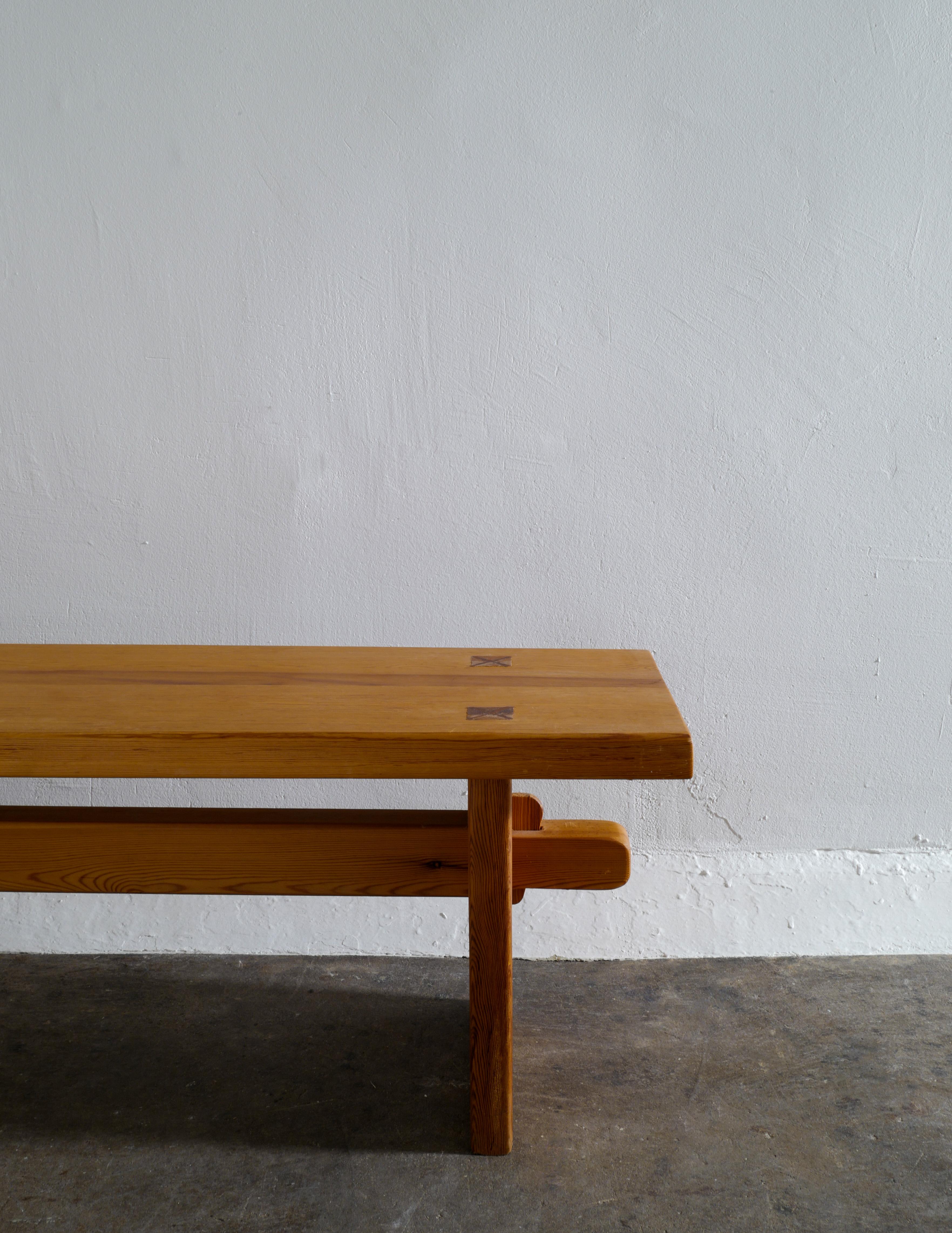 Scandinavian Modern Swedish Pine Bench Produced in the 1970s