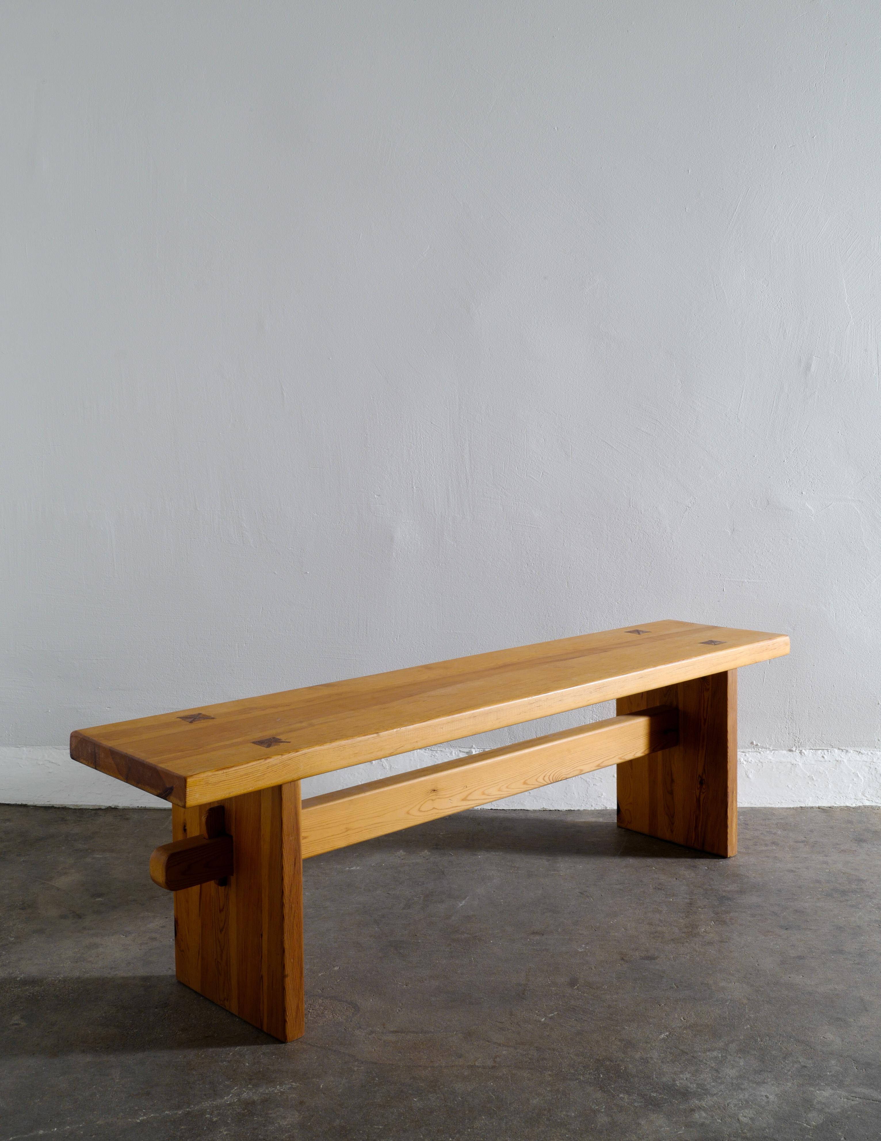 Late 20th Century Swedish Pine Bench Produced in the 1970s