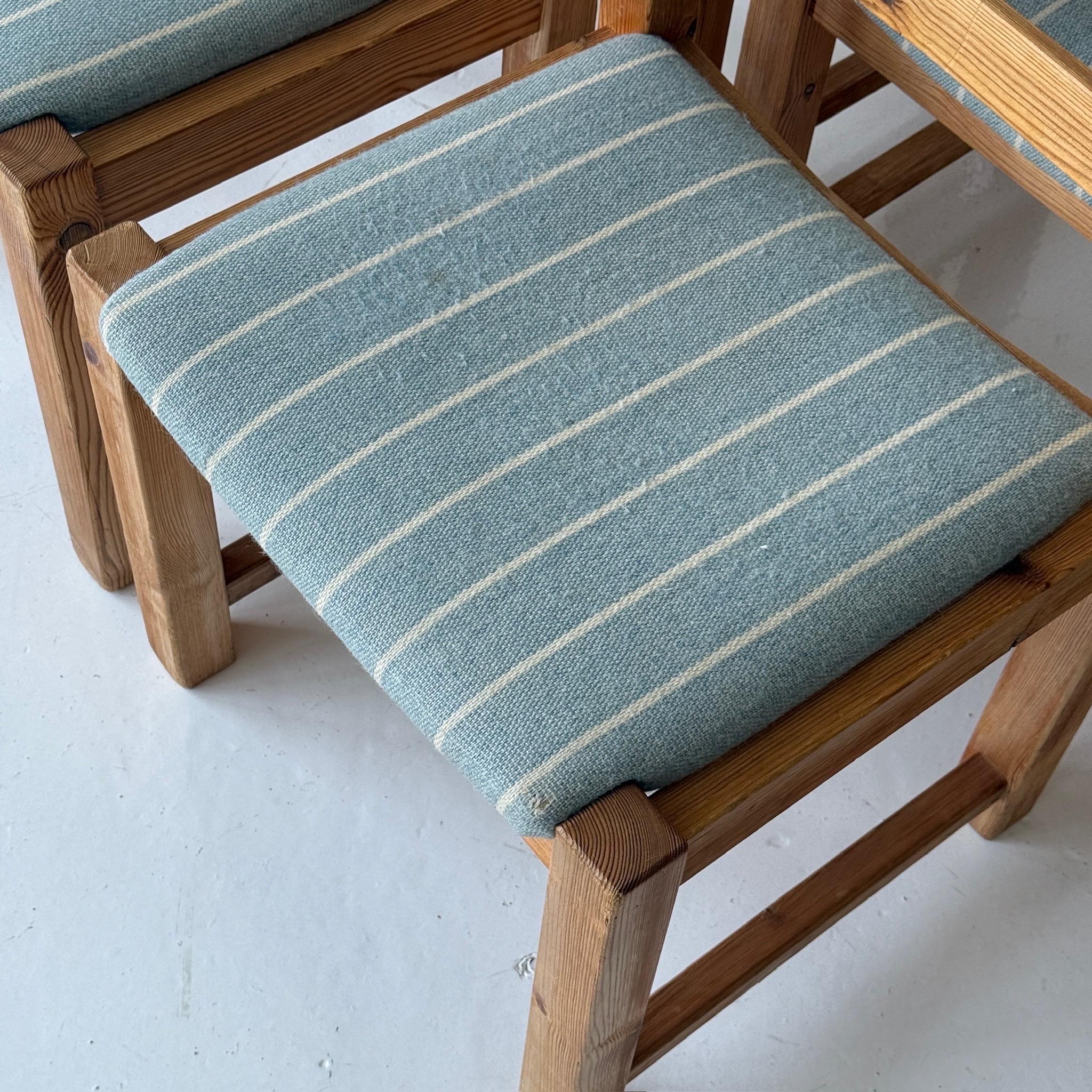 Woodwork Swedish Pine Brutalist Dining Chairs For Sale