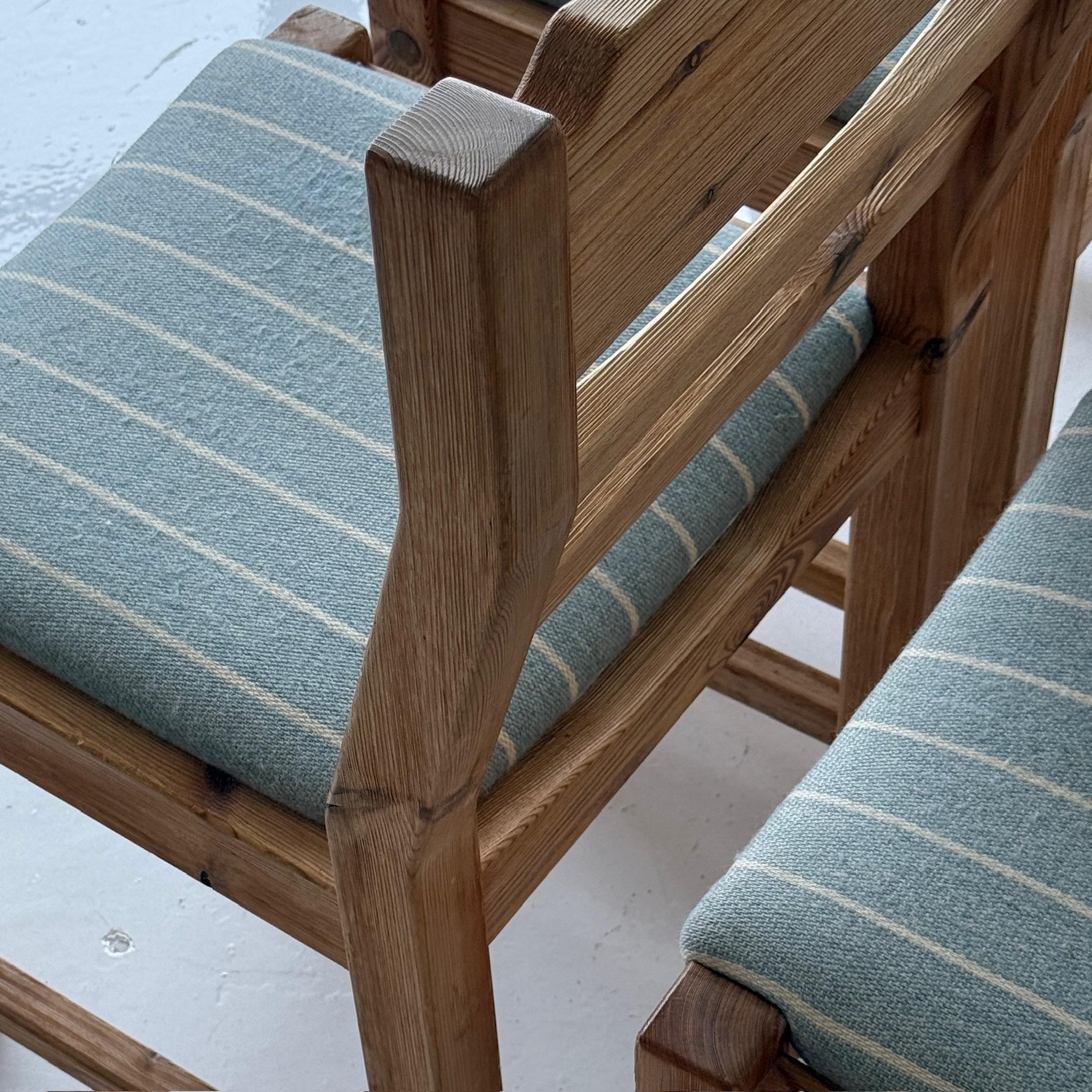 Late 20th Century Swedish Pine Brutalist Dining Chairs For Sale