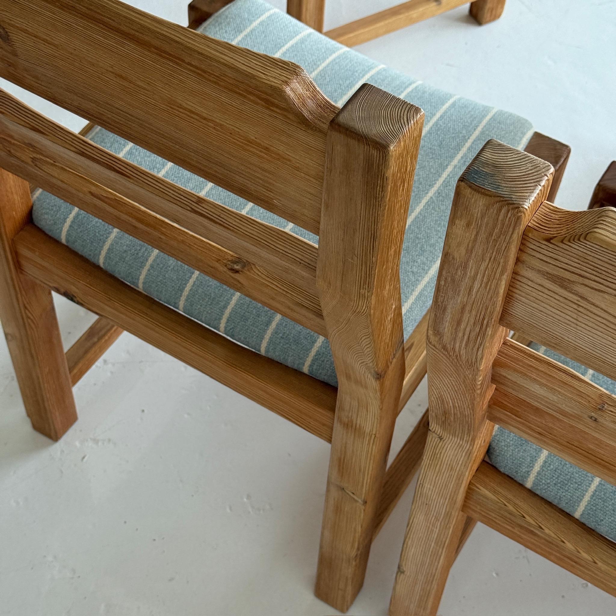 Swedish Pine Brutalist Dining Chairs For Sale 2