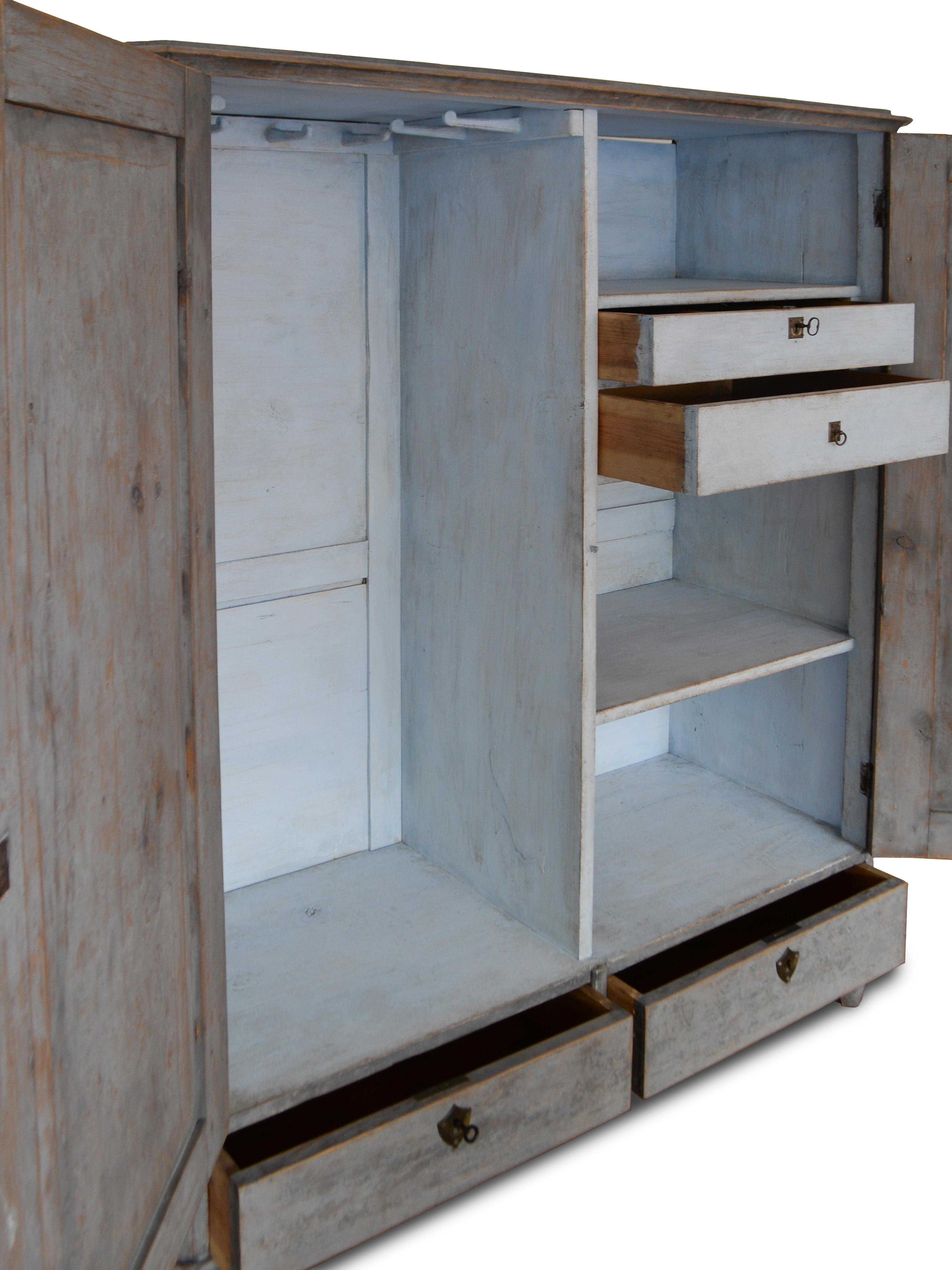 Late 19th Century Swedish Pine Cabinet - Gray Painted - Gustavian Style - 19th Century
