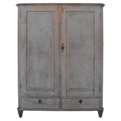 Swedish Pine Cabinet - Gray Painted - Gustavian Style - 19th Century
