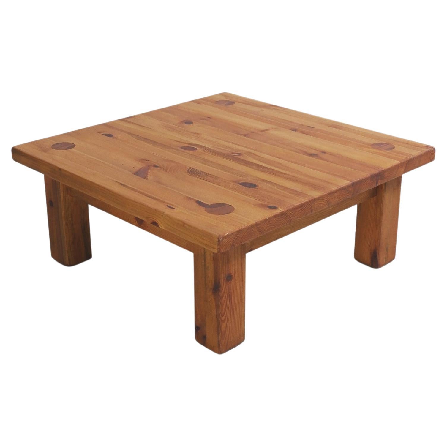 Brutalist Oregon Pine Coffee Table 1970s Swedish After Roland