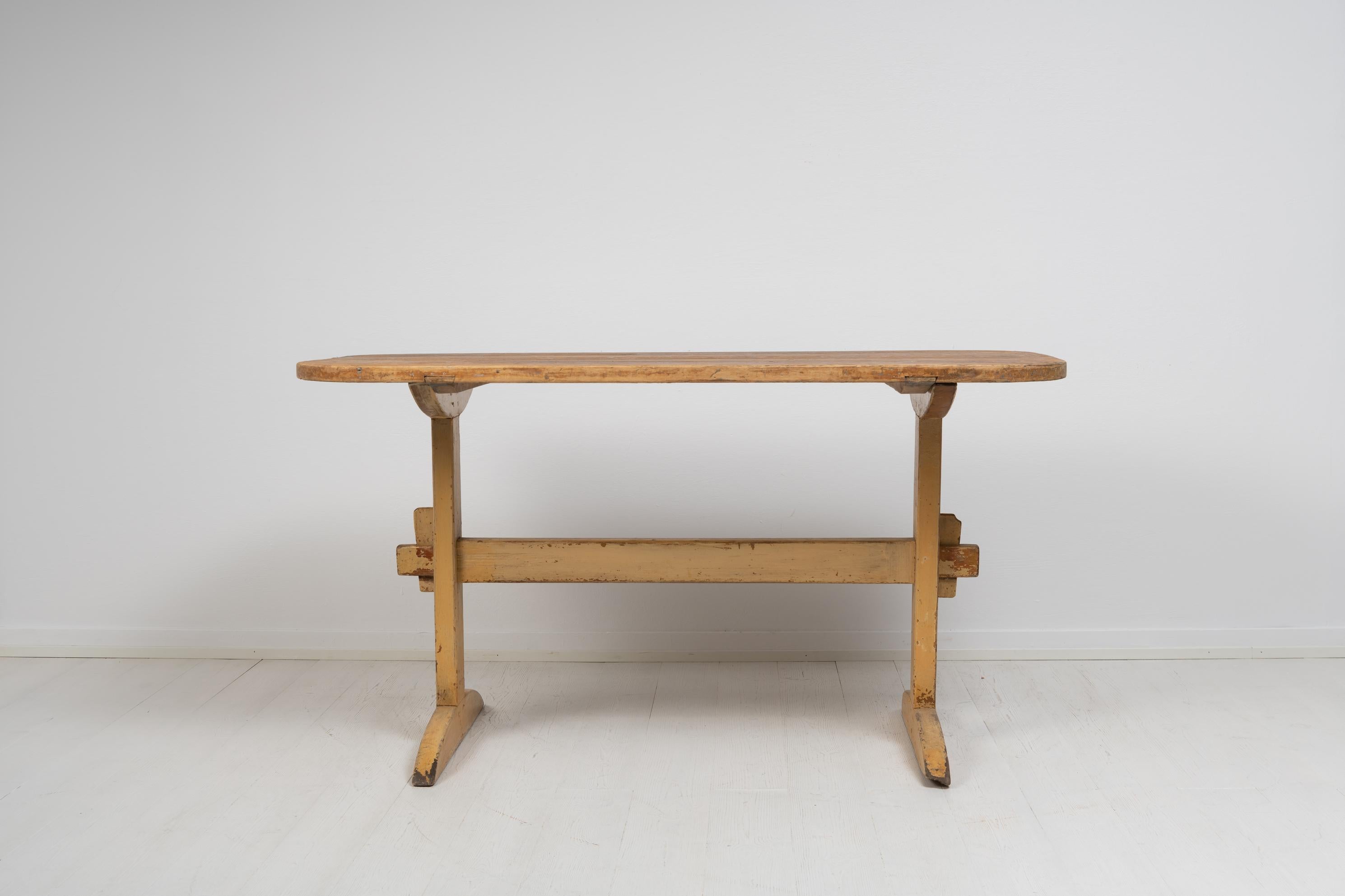 Swedish Pine Country Home Folk Art Dining Table For Sale 1