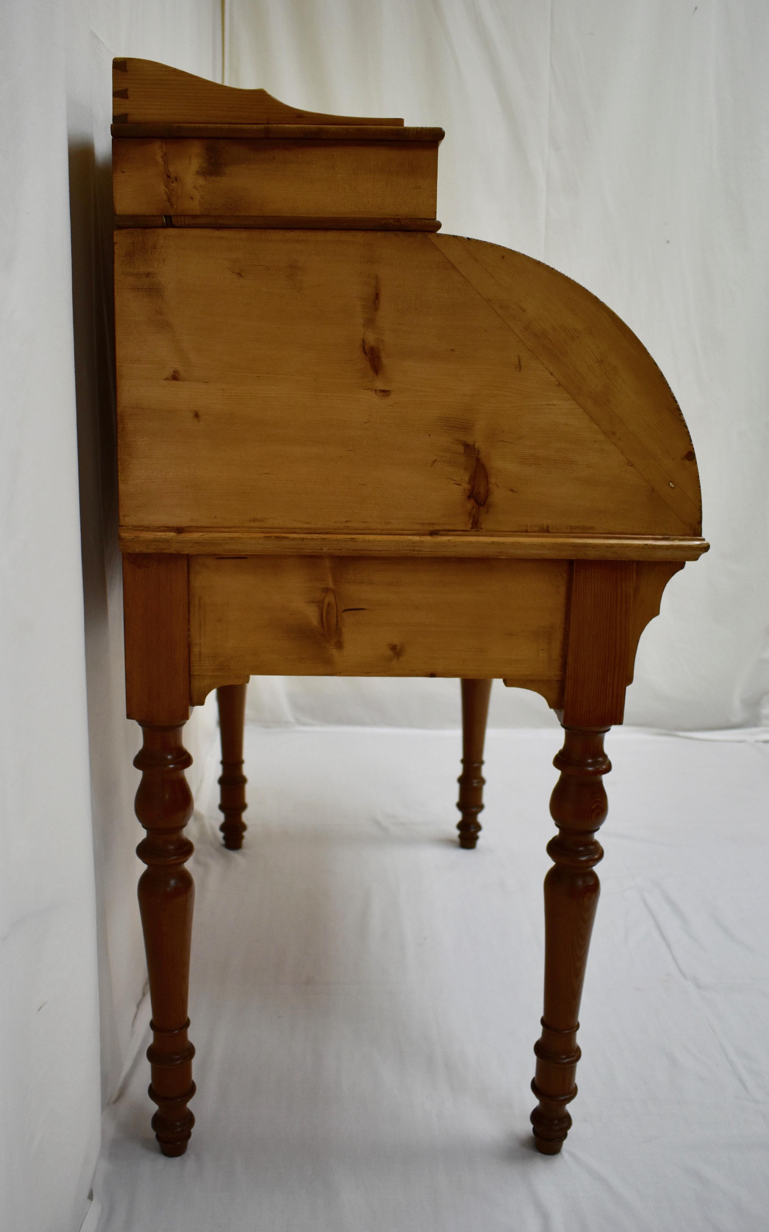 Swedish Pine Cylinder Roll Ladies Writing Desk 9