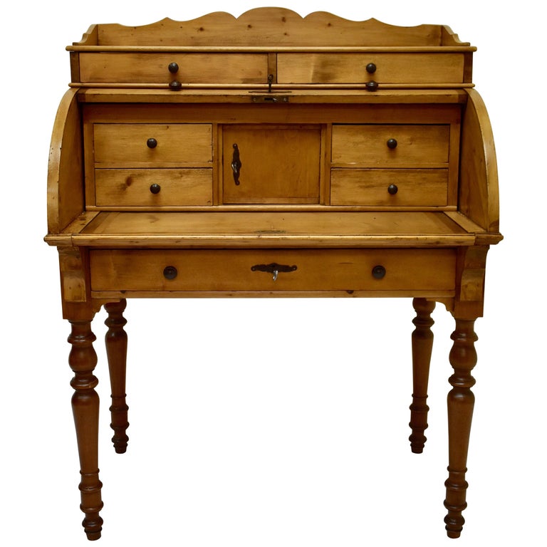 Swedish Pine Cylinder Roll Ladies Writing Desk For Sale At 1stdibs