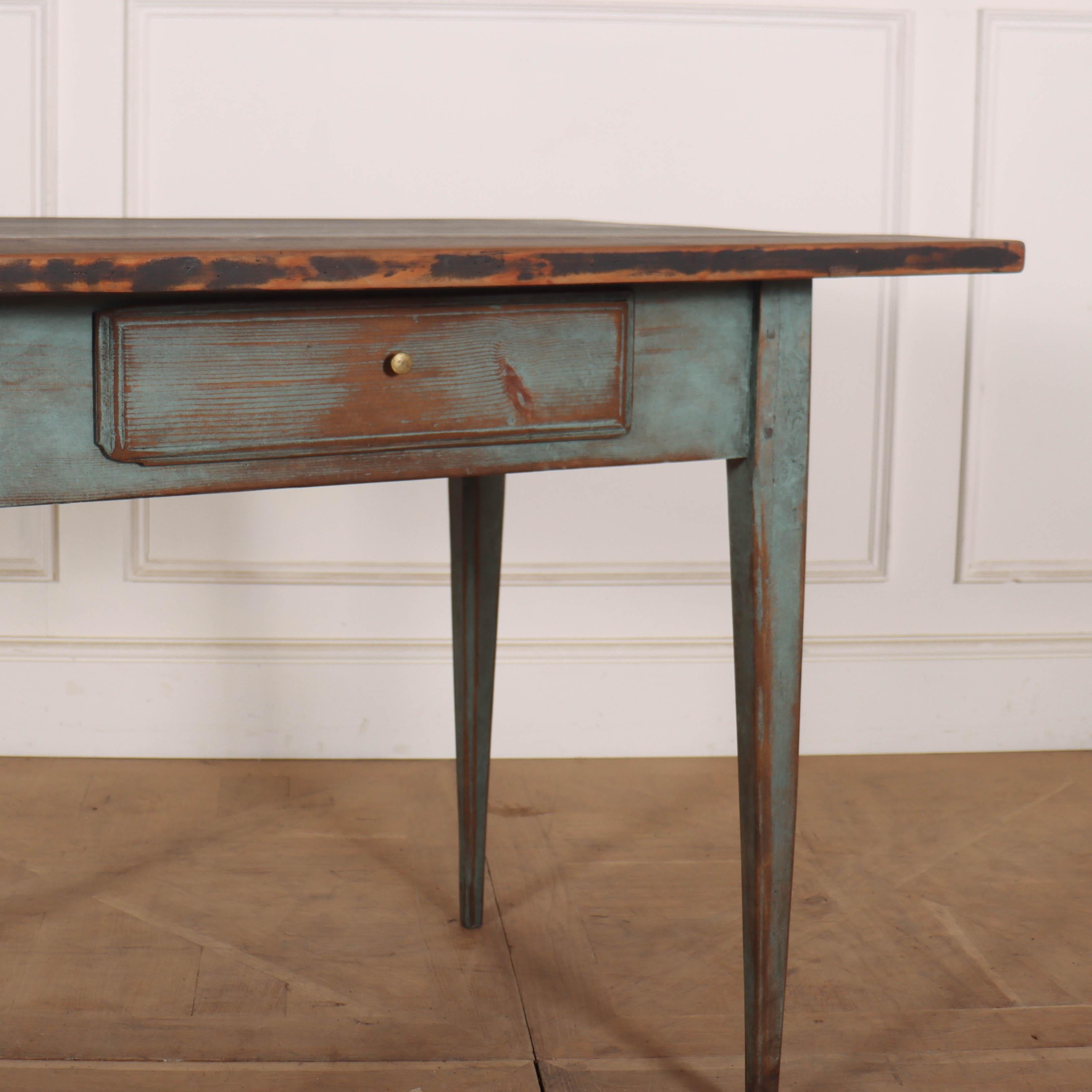 Early 19th century Swedish painted pine one drawer lamp table. 1830.

Ref: C.

Dimensions
41 inches (104 cms) Wide
27.5 inches (70 cms) Deep
30 inches (76 cms) High.
