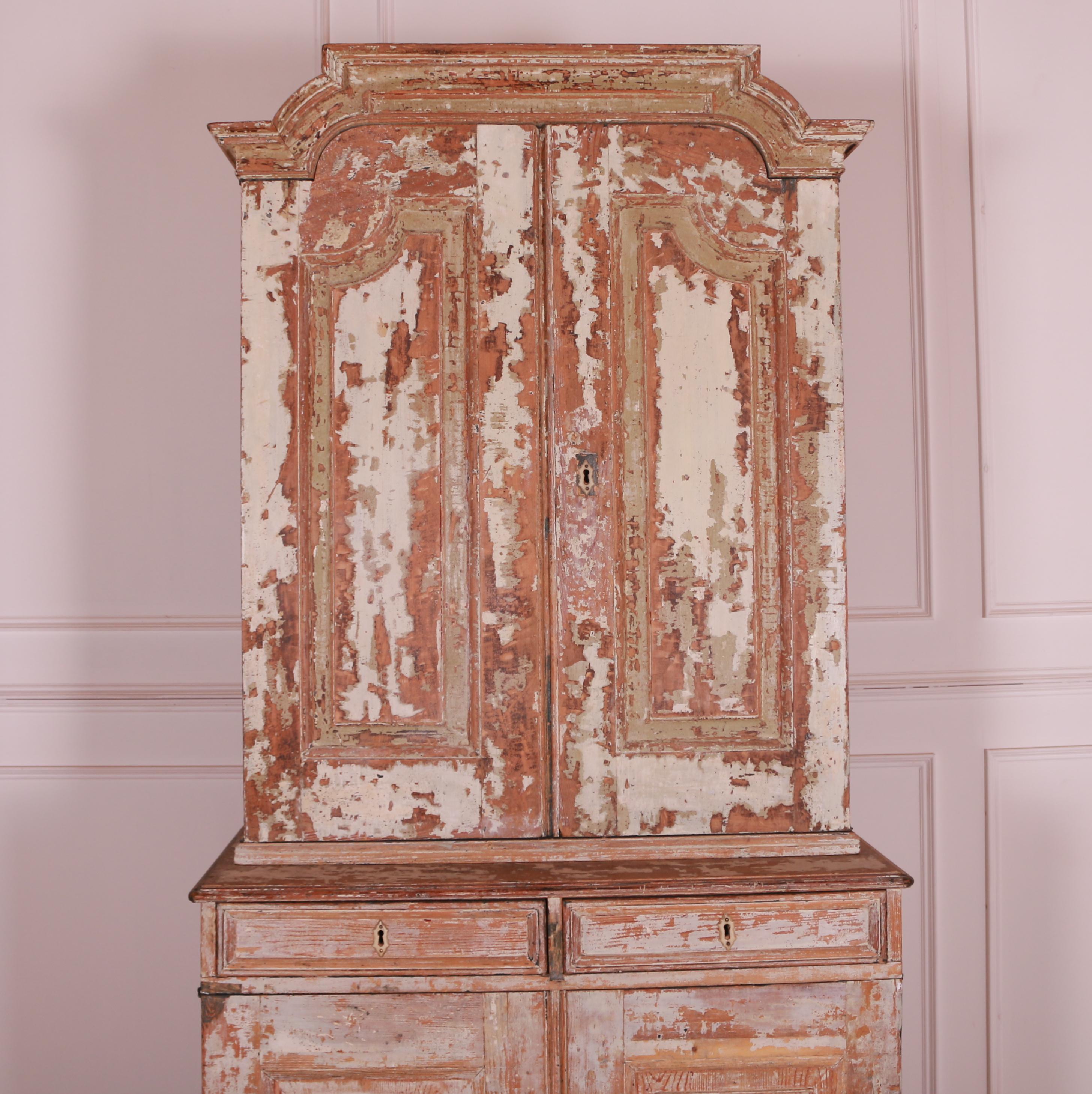 Interesting 19th C Swedish pine linen cupboard with very worn old paint. 1840.

Reference: 7567

Dimensions
39 inches (99 cms) wide
21.5 inches (55 cms) deep
87 inches (221 cms) high.
