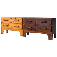 Credenza Modular de Pino Sueco con Tiradores de Cuero