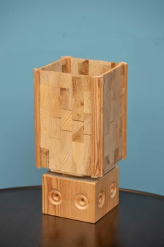 Swedish Pine Rotating Table Lamp, 1960's