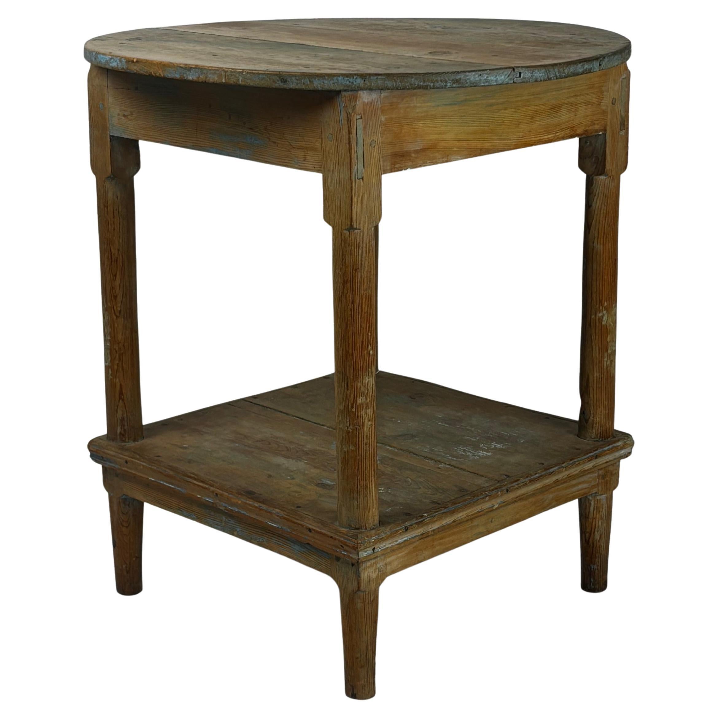 Swedish Pine Round Console or Occasional Table