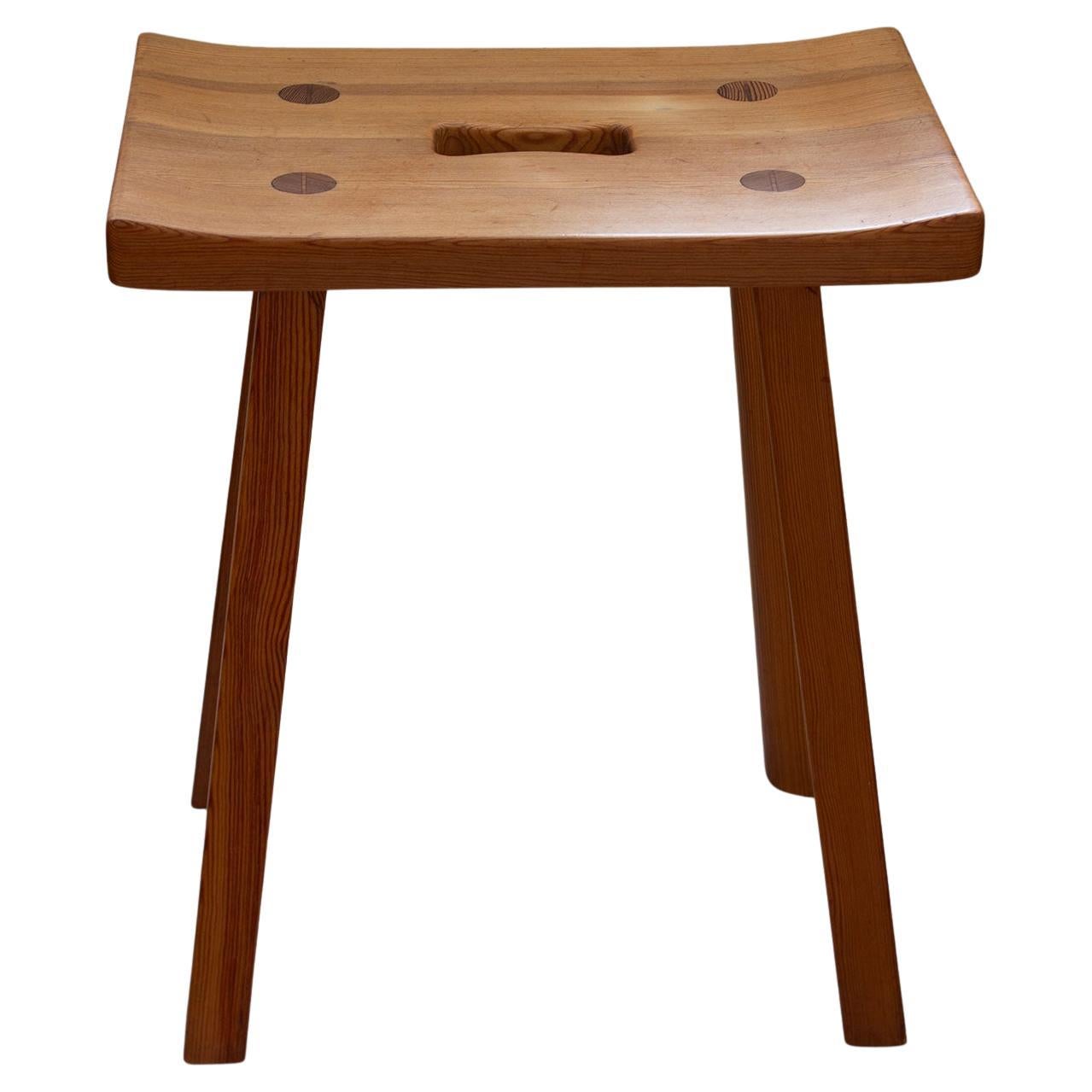 Swedish Pine Stool by Carl Malmsten, Scandinavian Modern, Circa 1950