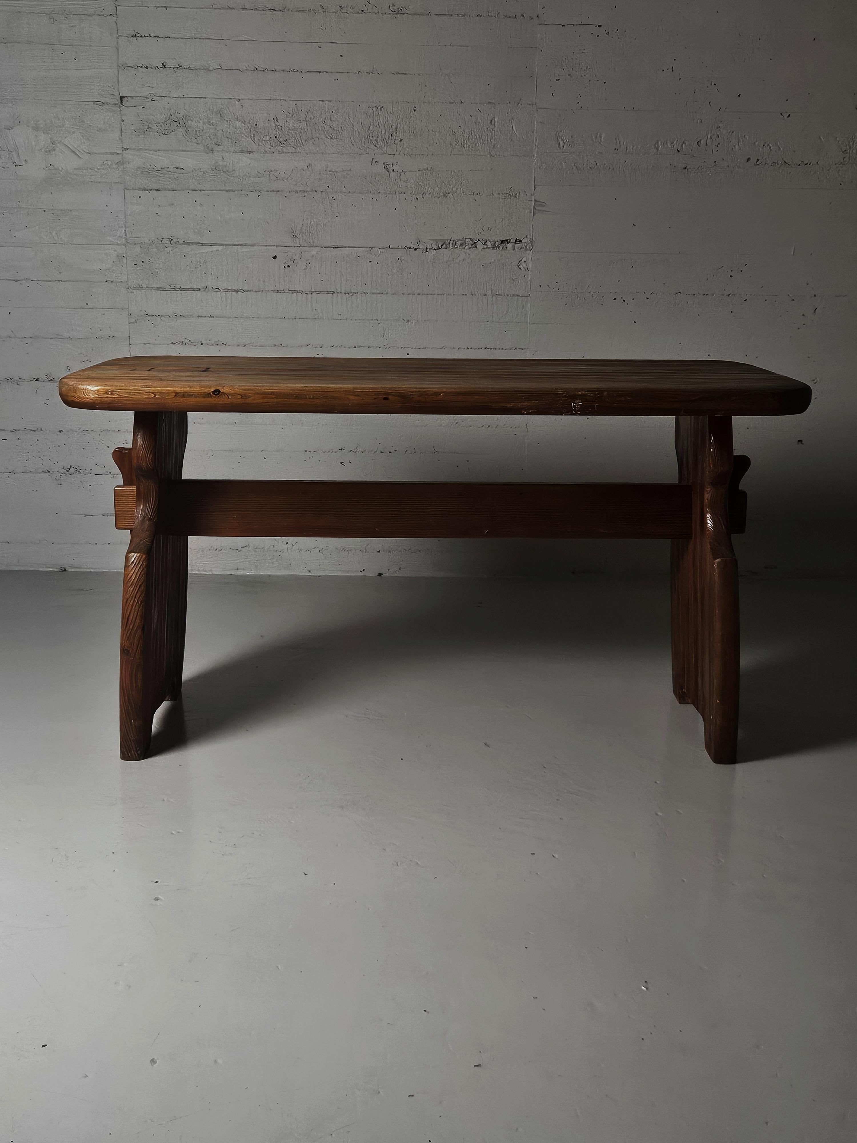 Rustic pine table made by unknown Swedish designer in the first half of the 20th century. 

Original condition with beautiful patina. 