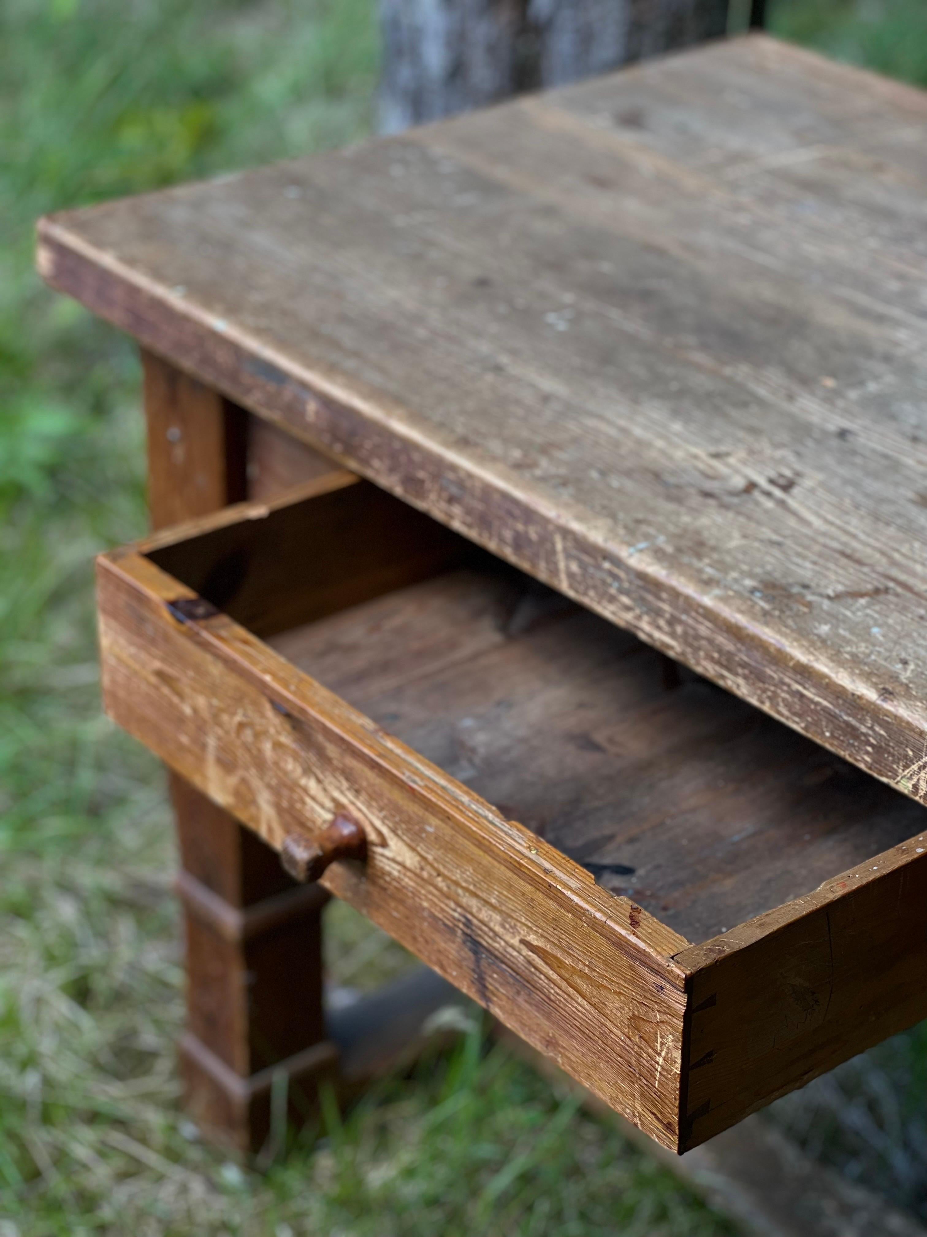 19th Century Swedish pine table Dated circa 1800 Folk Art Peasant high quality Hand Crafted