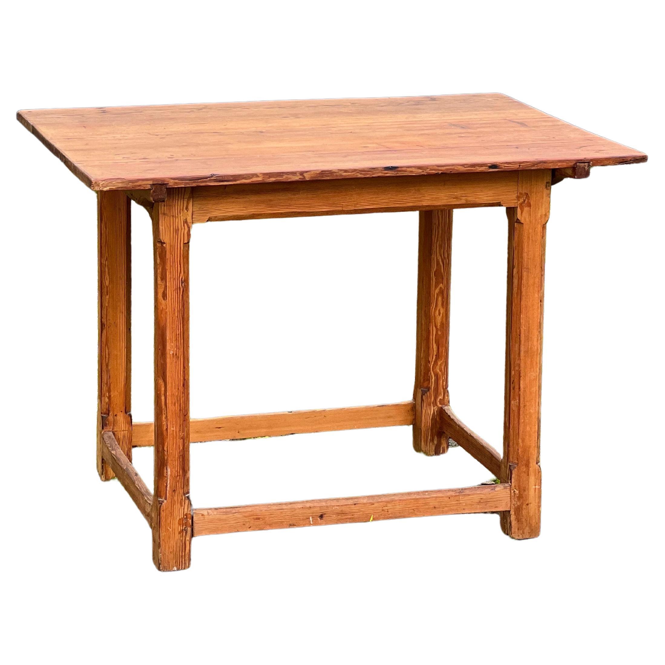 Swedish pine table Dated circa 1800 Folk Art Peasant high quality Hand Crafted For Sale