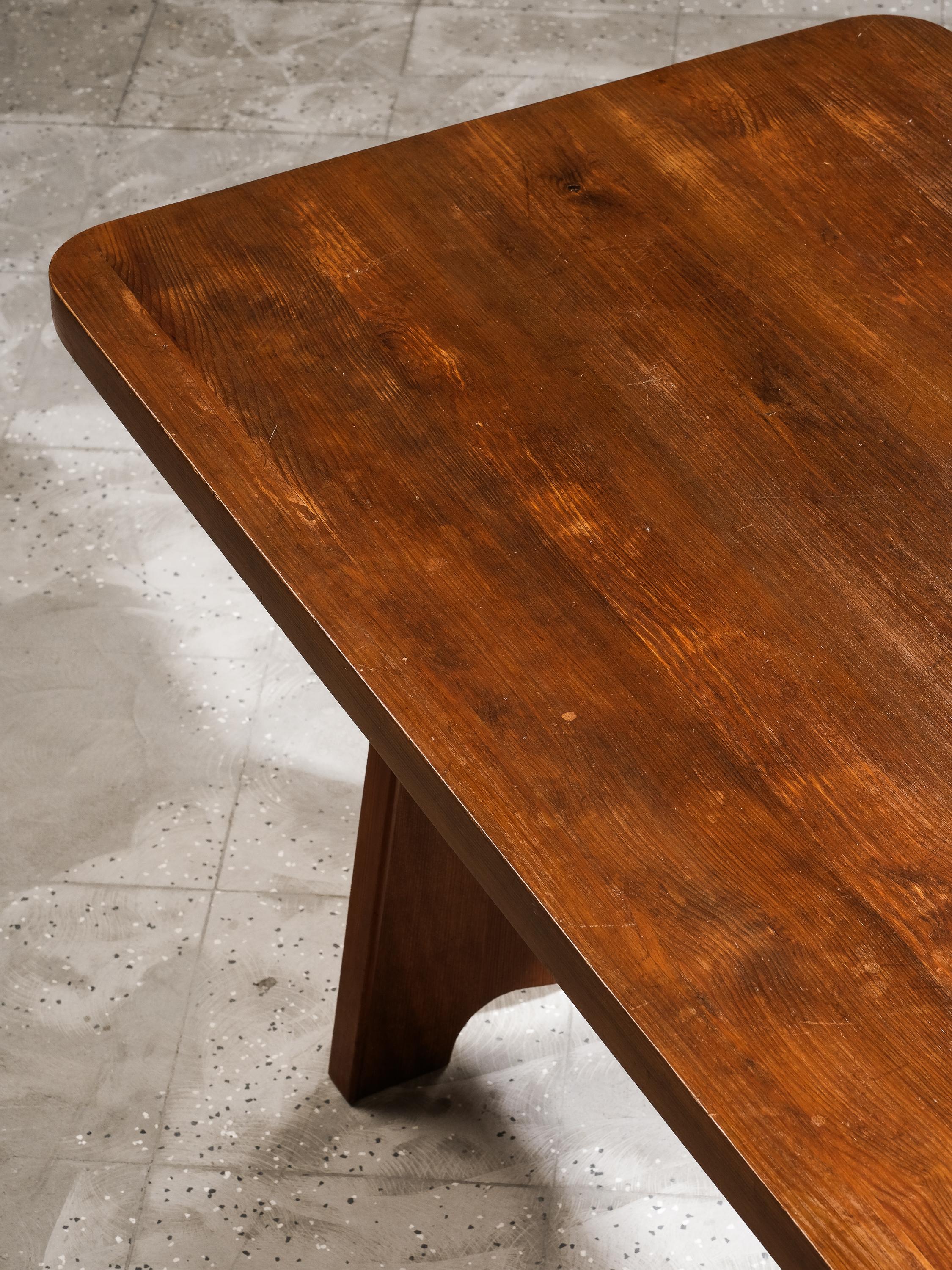 Swedish Pine Trestle Dining Table, Style of Malmsten, Malmvall or Hjorth, 1940s en vente 3