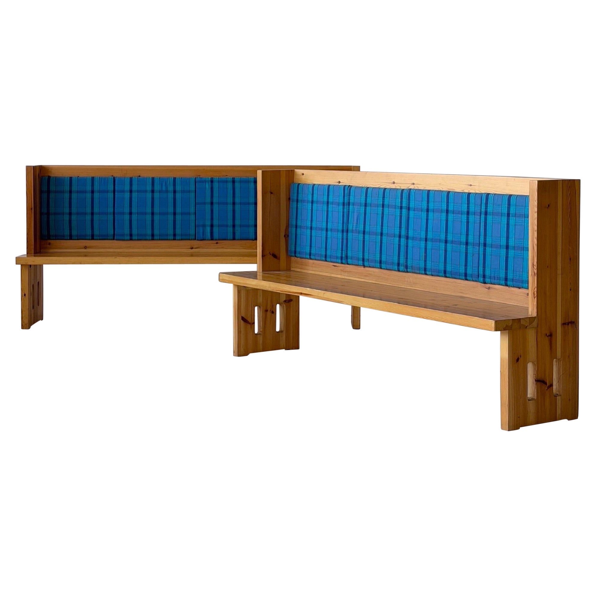 Swedish Pine Upholstered Banquette Benches For Sale