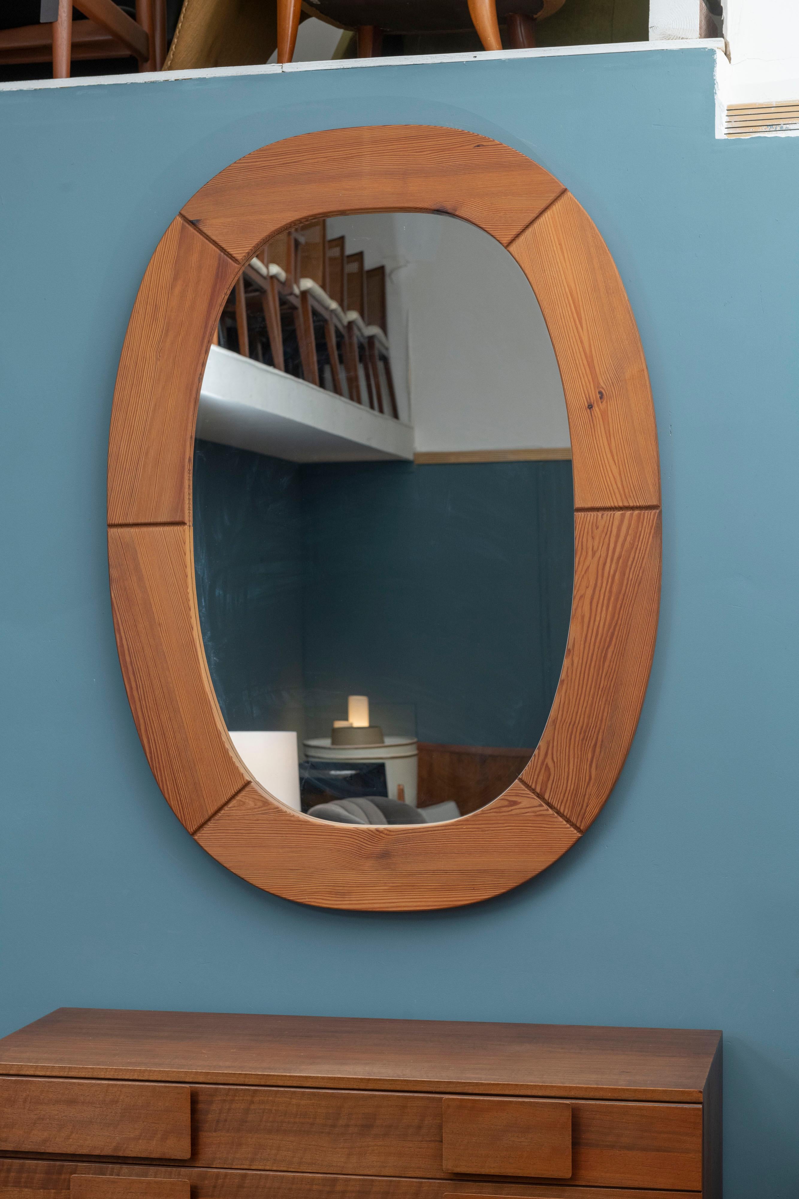 Scandinavian Modern Swedish Pine Wall Mirror by Glasmaster for Markaryd