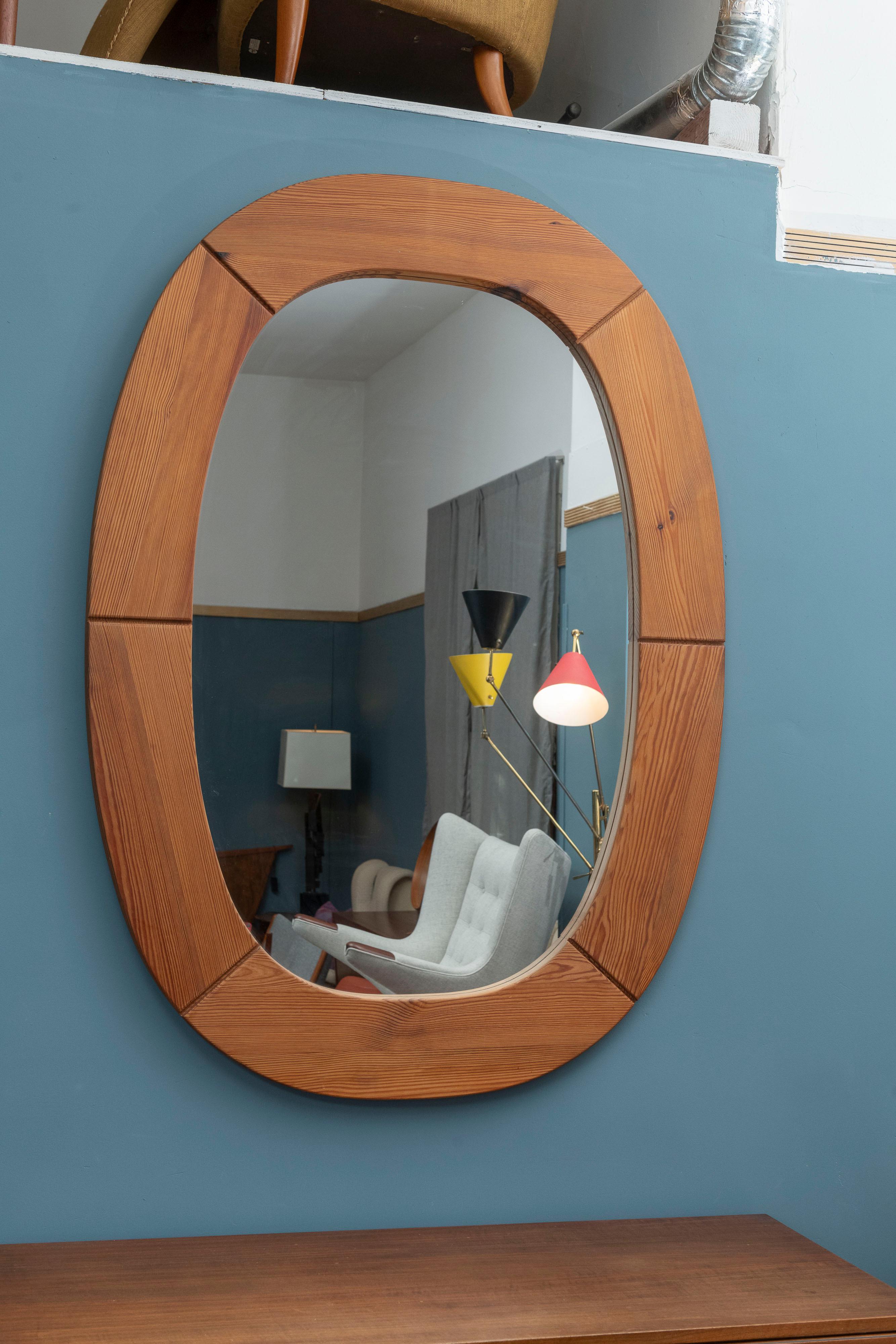 Swedish Pine Wall Mirror by Glasmaster for Markaryd In Good Condition In San Francisco, CA