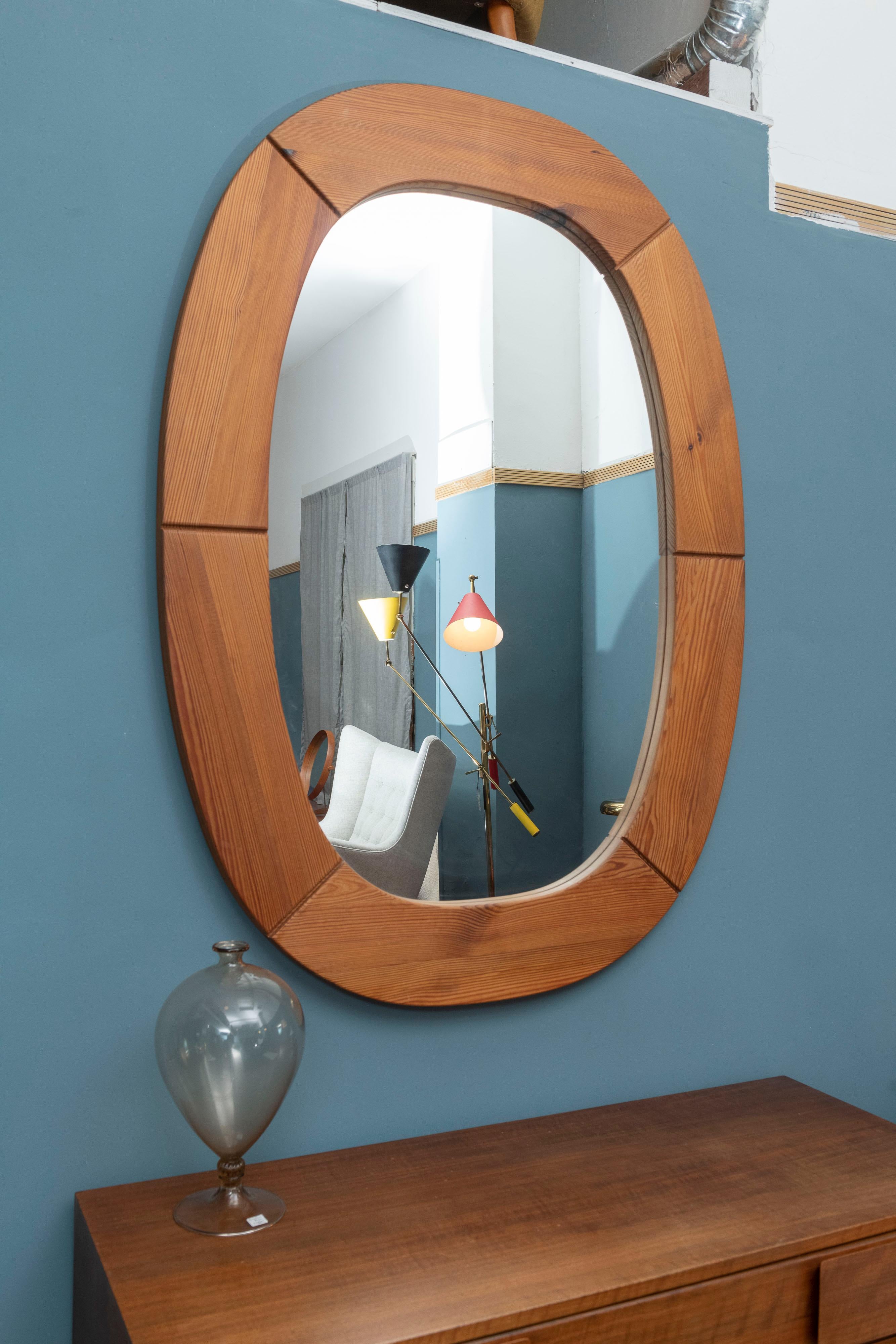 Swedish Pine Wall Mirror by Glasmaster for Markaryd 3