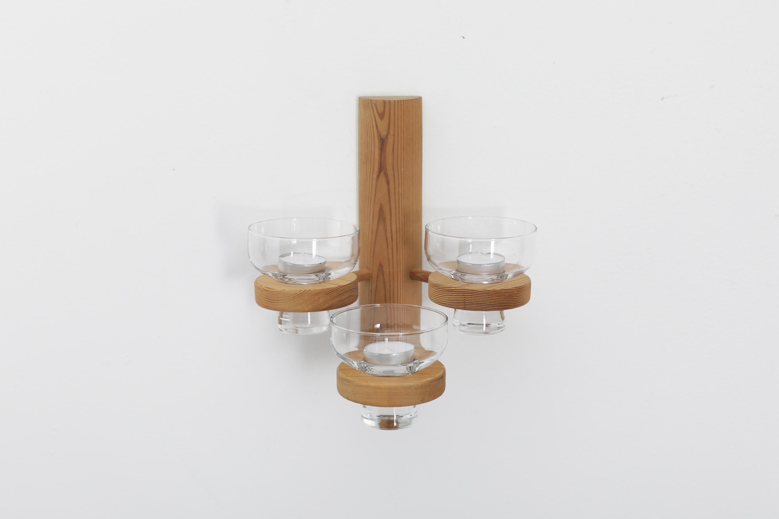 Late 20th Century Swedish Pine Wall Mounted Candelabra