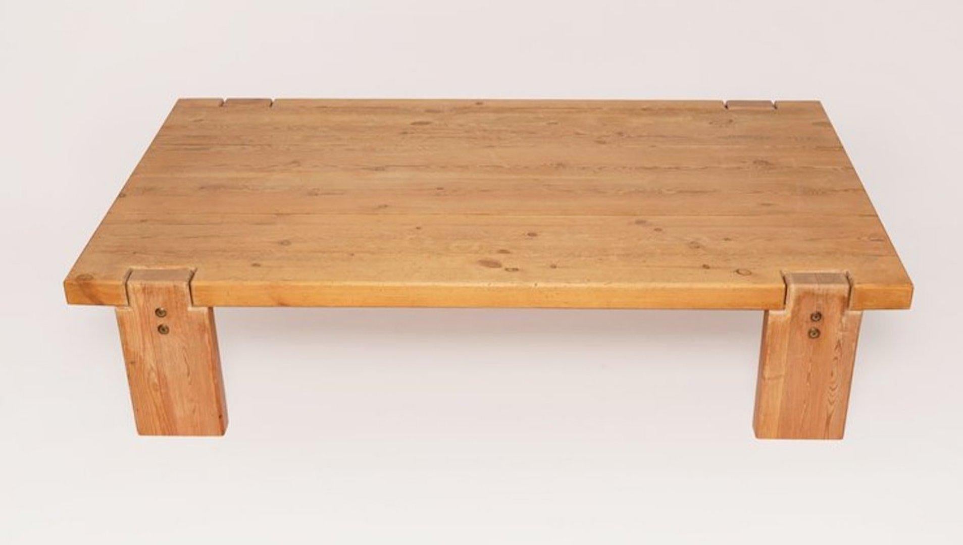 Mid-Century Modern Swedish Pine Wood Low Coffee Table