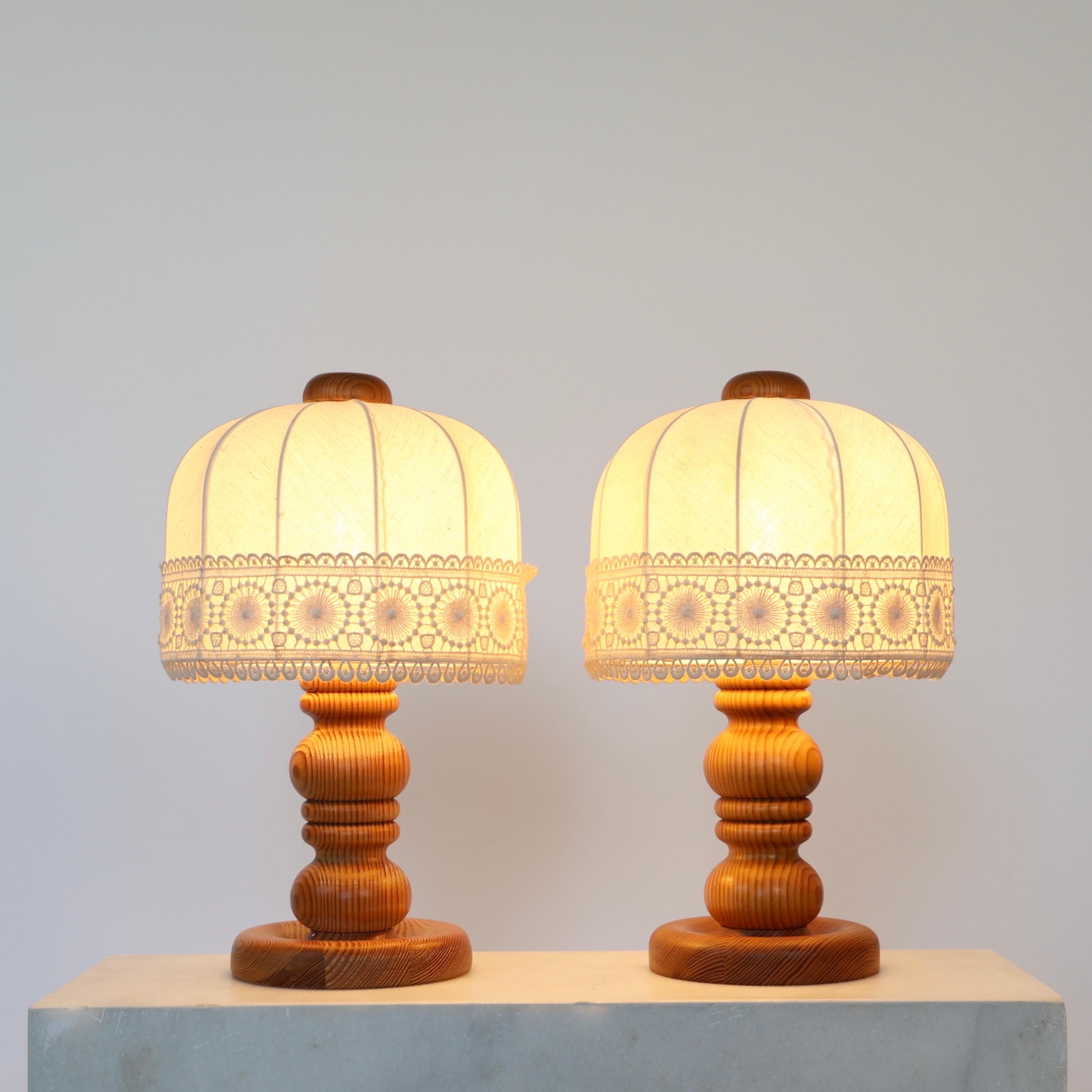 Lampes de table suédoises en bois de pin par Markslöjd, Suède, années 1980 en vente 8