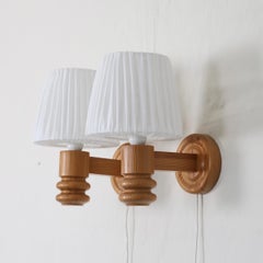 Swedish Pine Wood Wall Lamps by Solbackens Svarveri, Sweden, 1980s