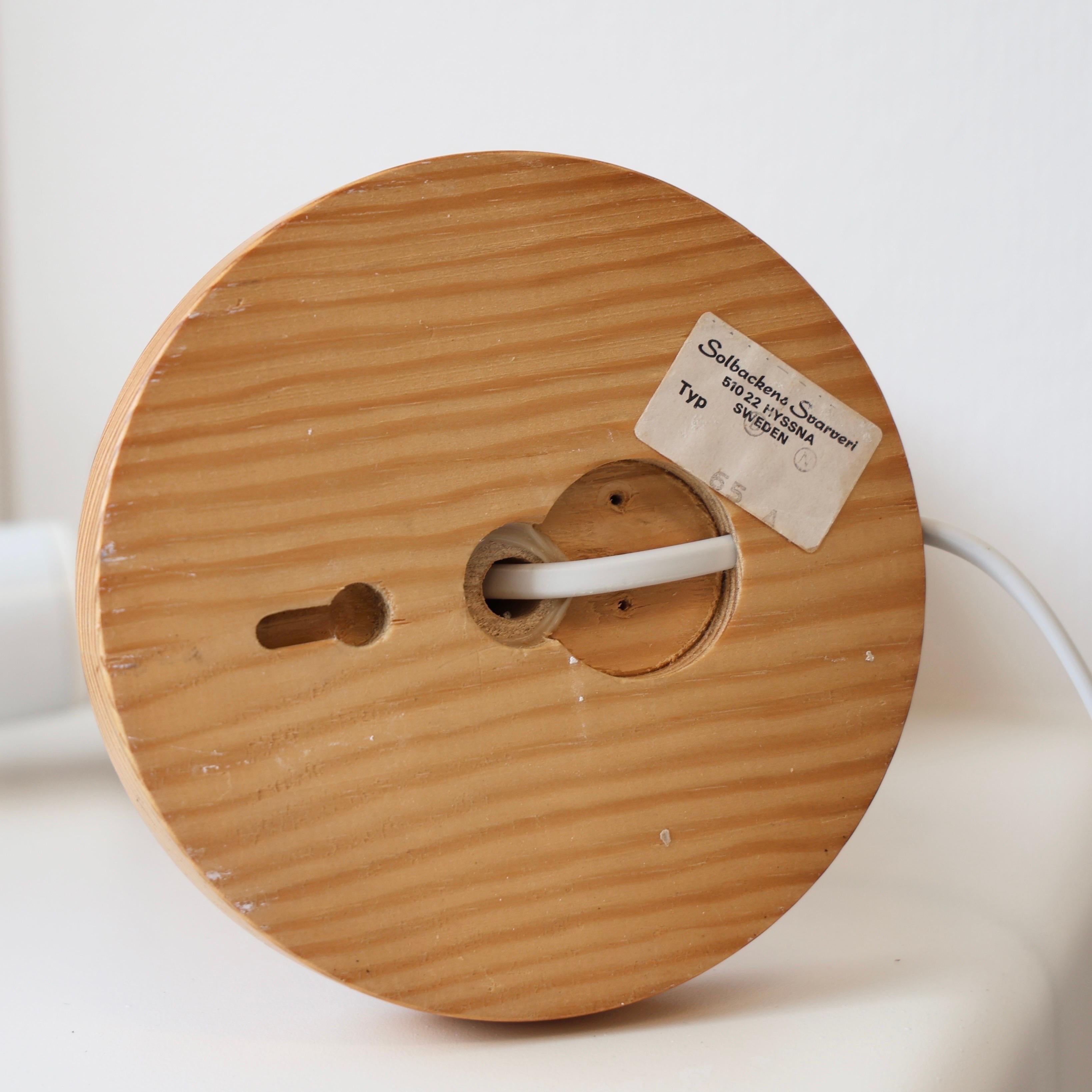 Swedish Pine Wood Wall Lamps by Solbackens Svarveri, Sweden, 1970s For Sale 3