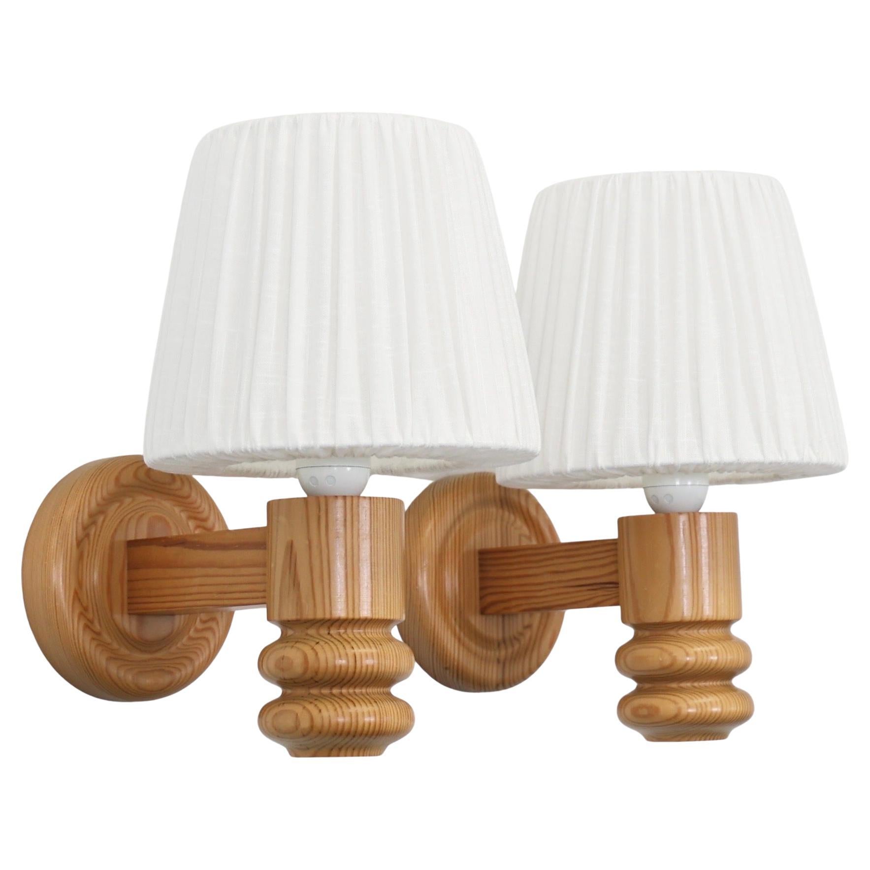 Appliques suédoises en bois de pin par Solbackens Svarveri, Suède, années 1970