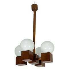 Swedish Pinewood Chandelier in the style of Solbackens Svarveri, 1970s