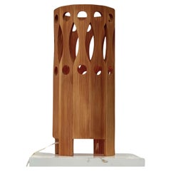Swedish pinewood table lamp by L.O. Nilsson for Nordisk Present, 1970s