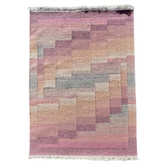 Swedish Pink and Grey Rug, Handcrafted, 1950s