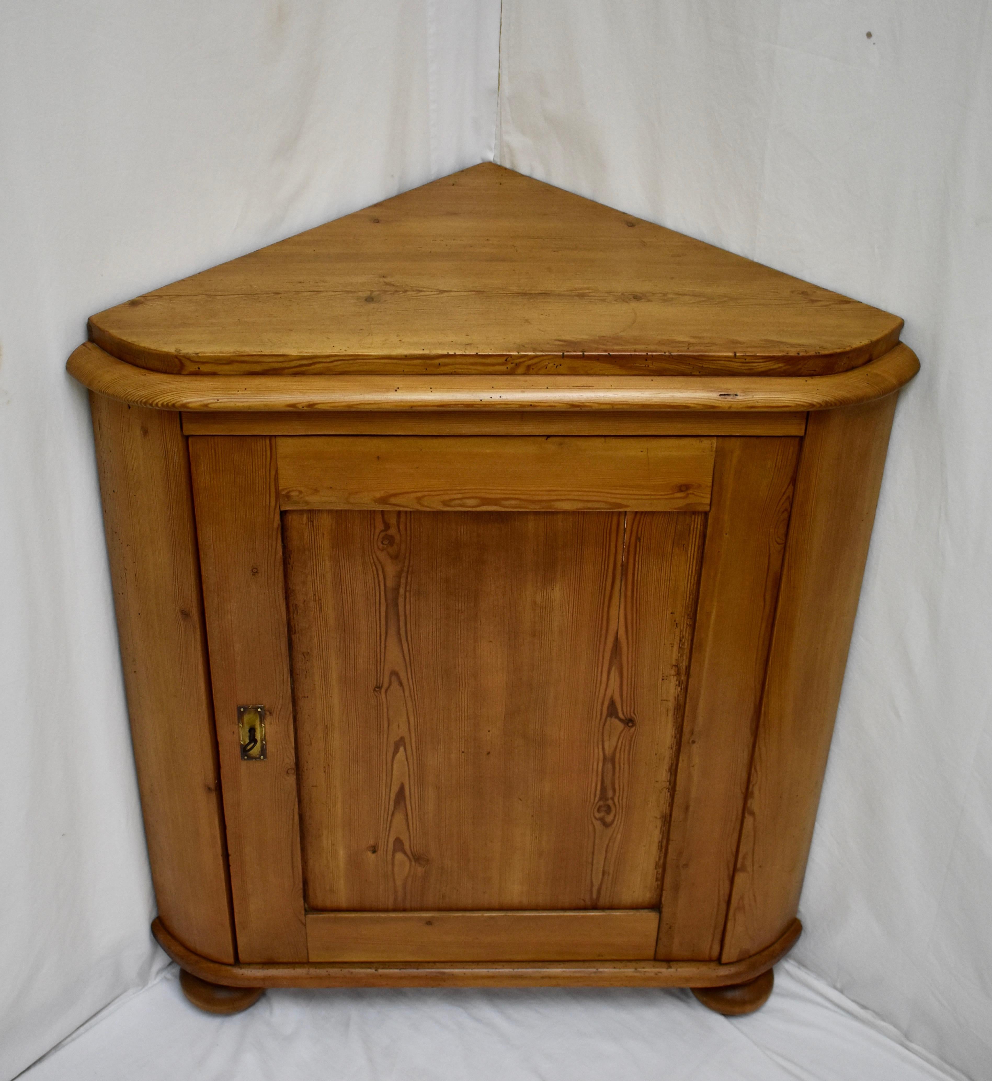 Swedish Pitch Pine One Door Corner Cupboard 2