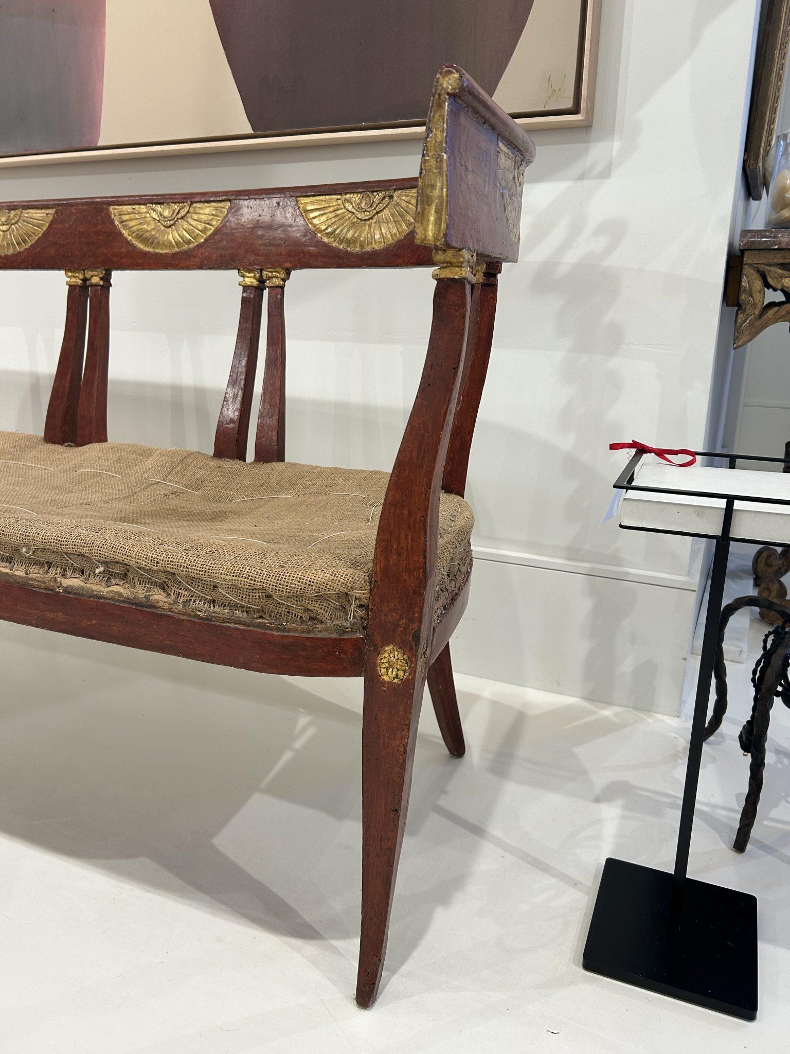 Neoclassical Swedish Polychrome Bench For Sale