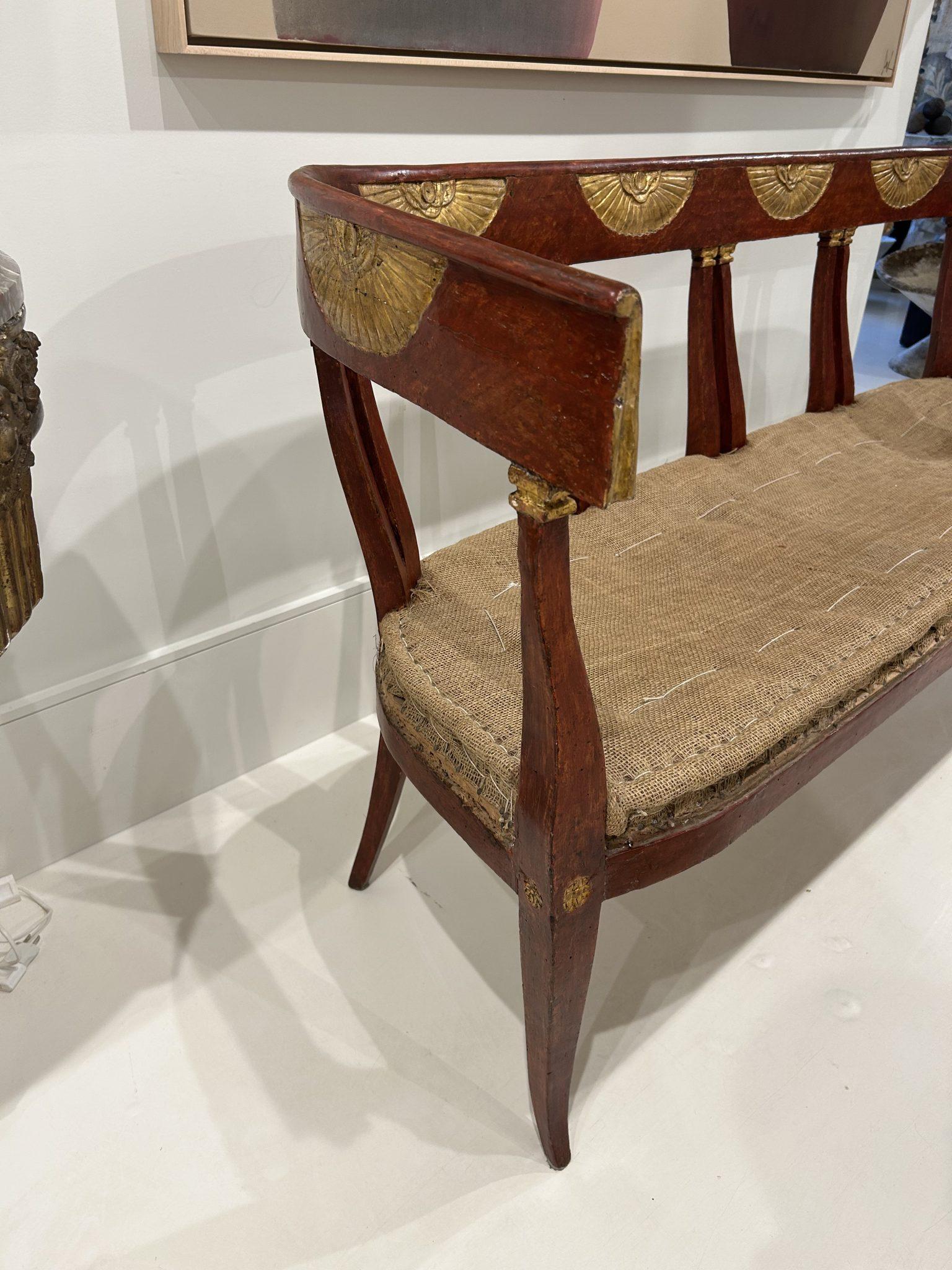 19th Century Swedish Polychrome Bench For Sale