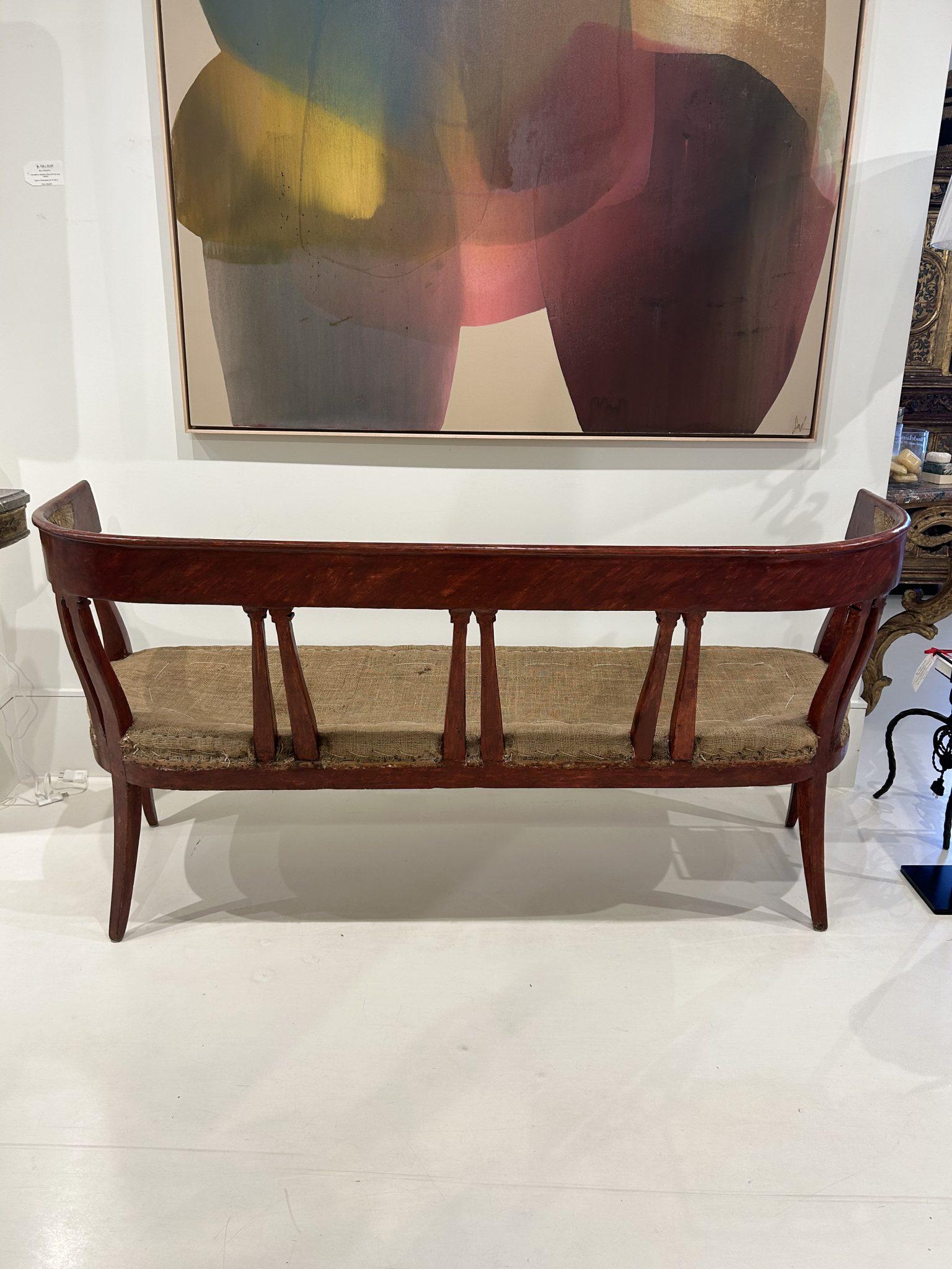 Wood Swedish Polychrome Bench For Sale