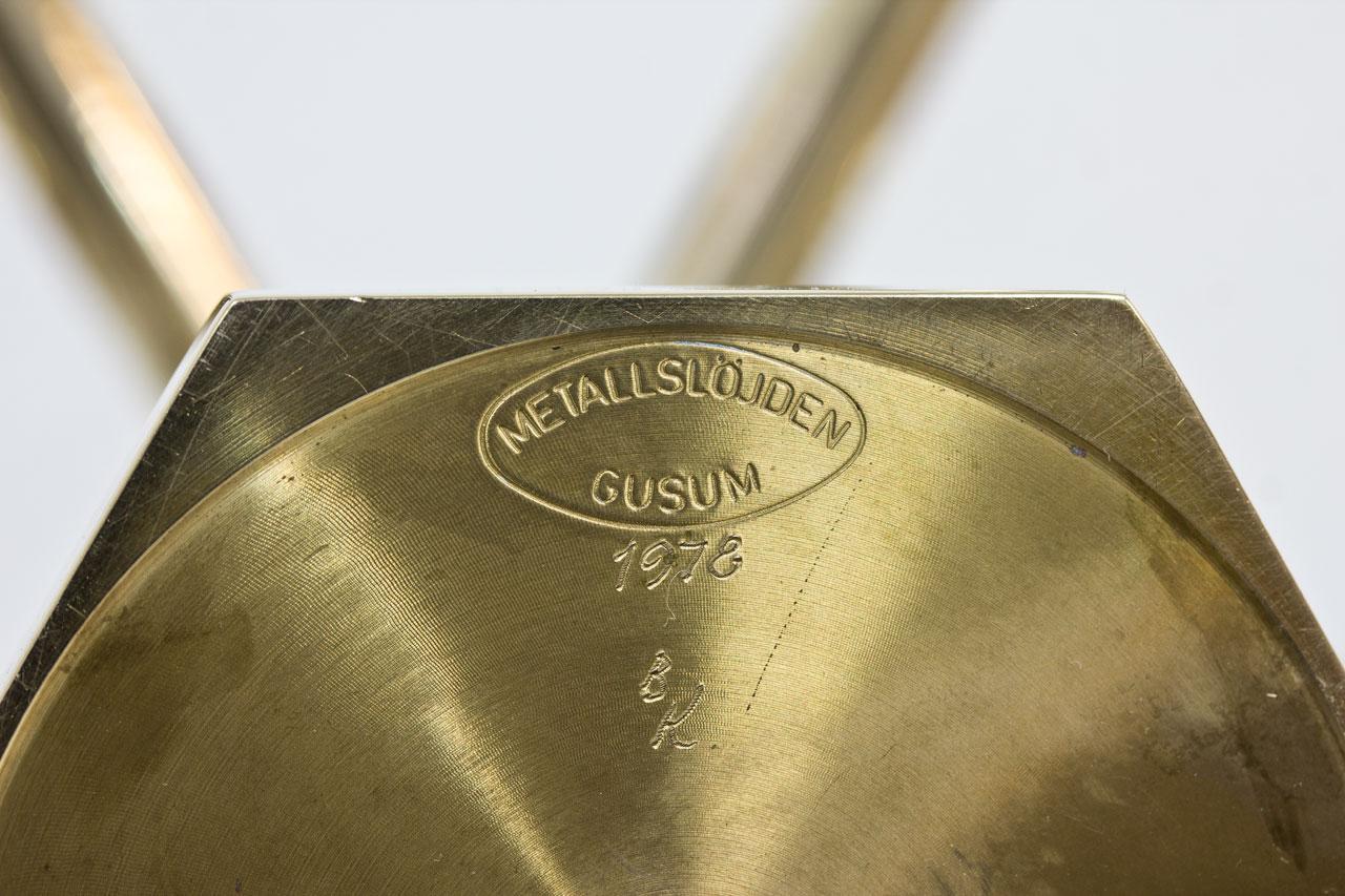 Swedish Postmodern Brass Candelabra by Lars Bergsten for Gusum, Sweden 2