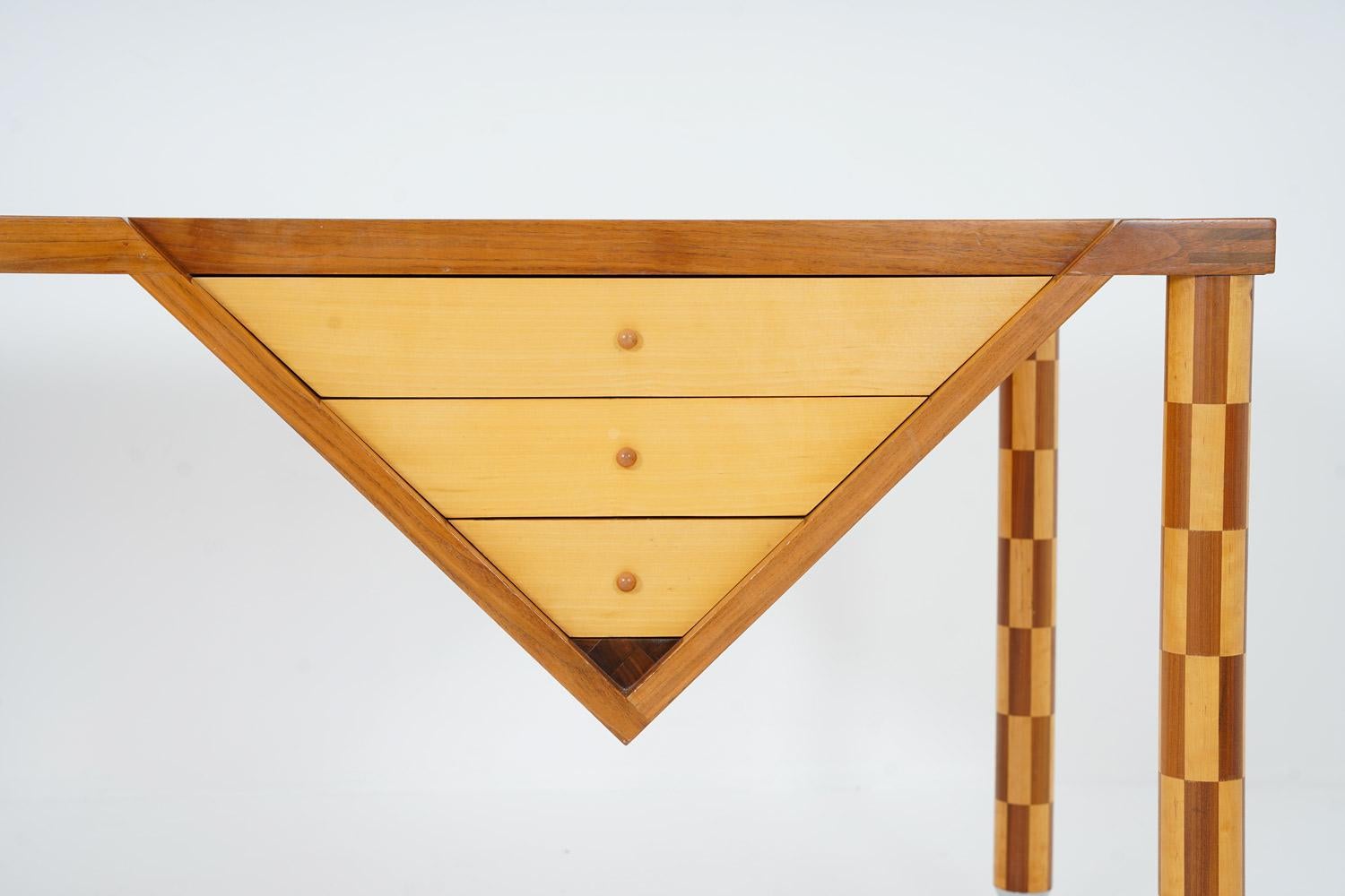 20th Century Swedish Post-Modernist Desk in Wood and Leather
