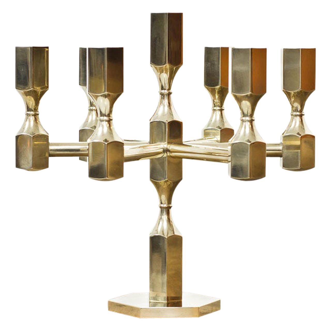 Swedish Postmodern Brass Candelabra by Lars Bergsten for Gusum, Sweden