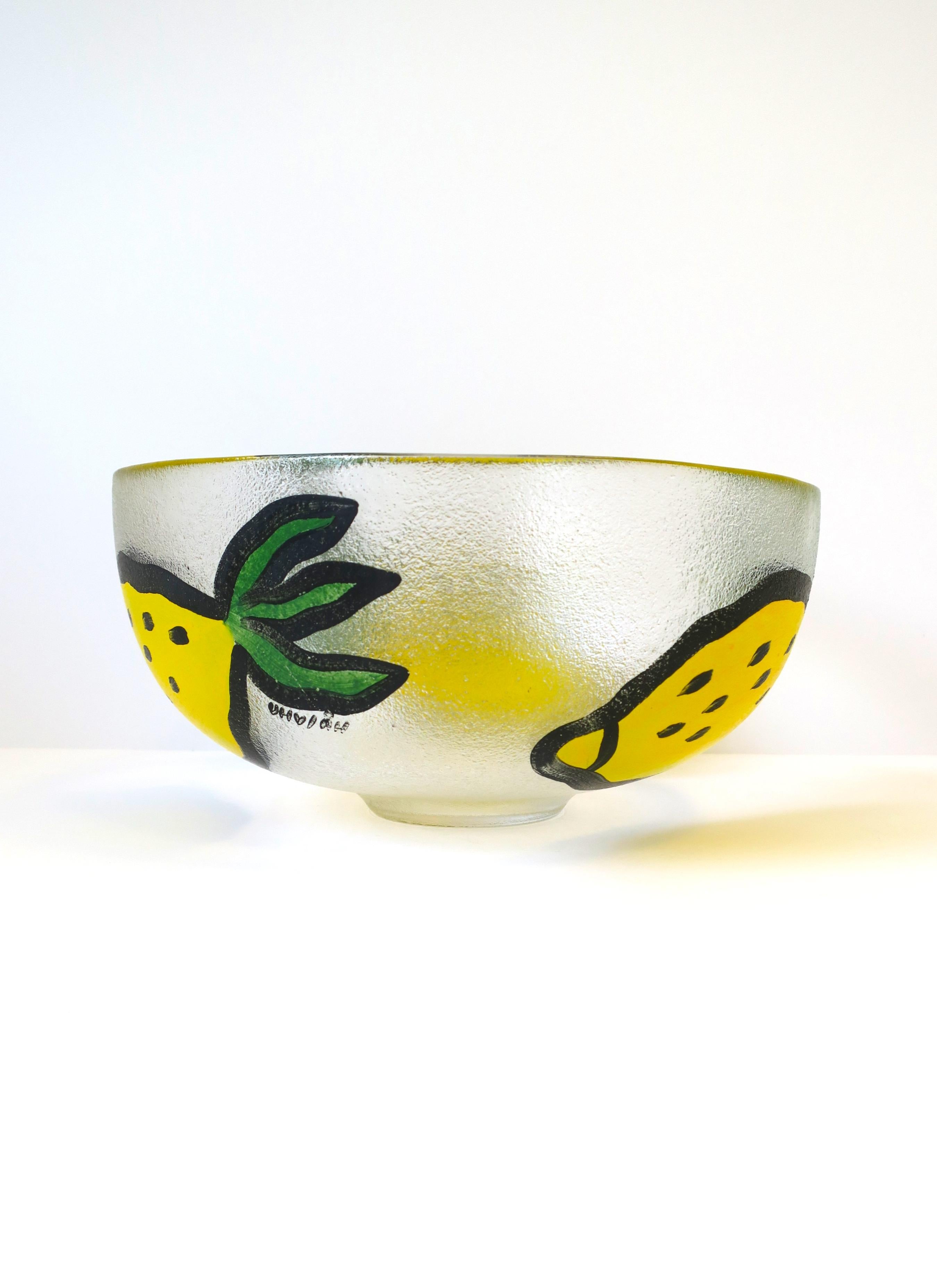 Swedish Postmodern Lemons Centerpiece Bowl by Ulrica Hydman-Vallien, 1990s For Sale 3