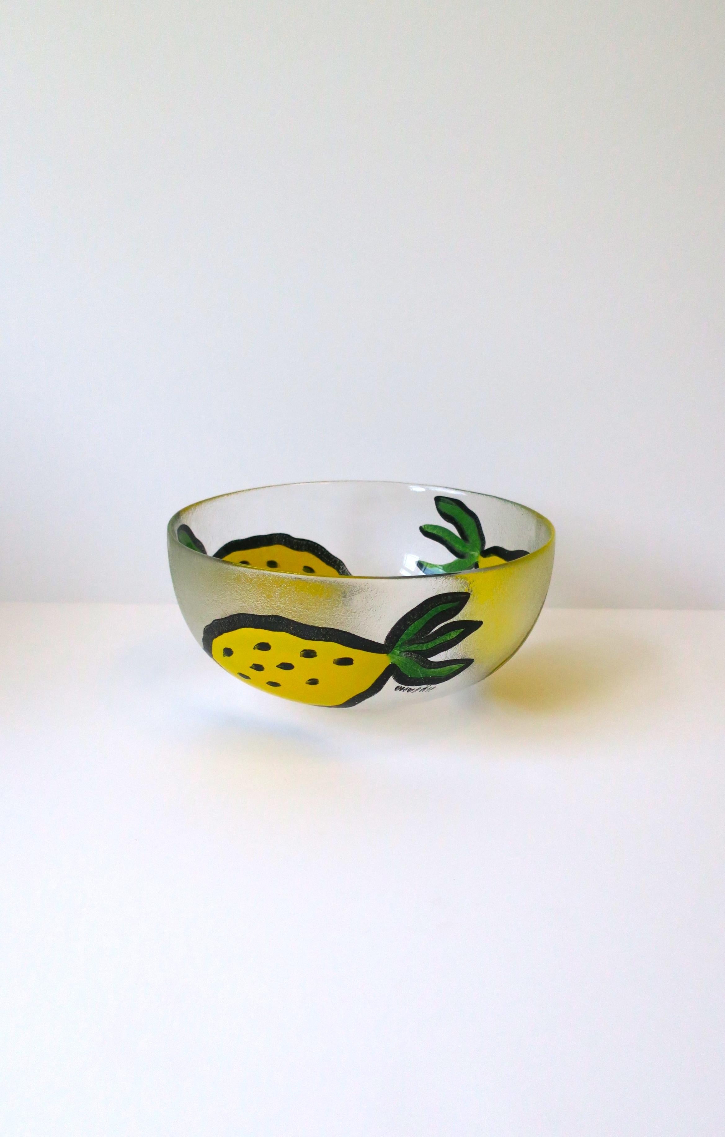 Swedish Postmodern Lemons Centerpiece Bowl by Ulrica Hydman-Vallien, 1990s In Good Condition For Sale In New York, NY