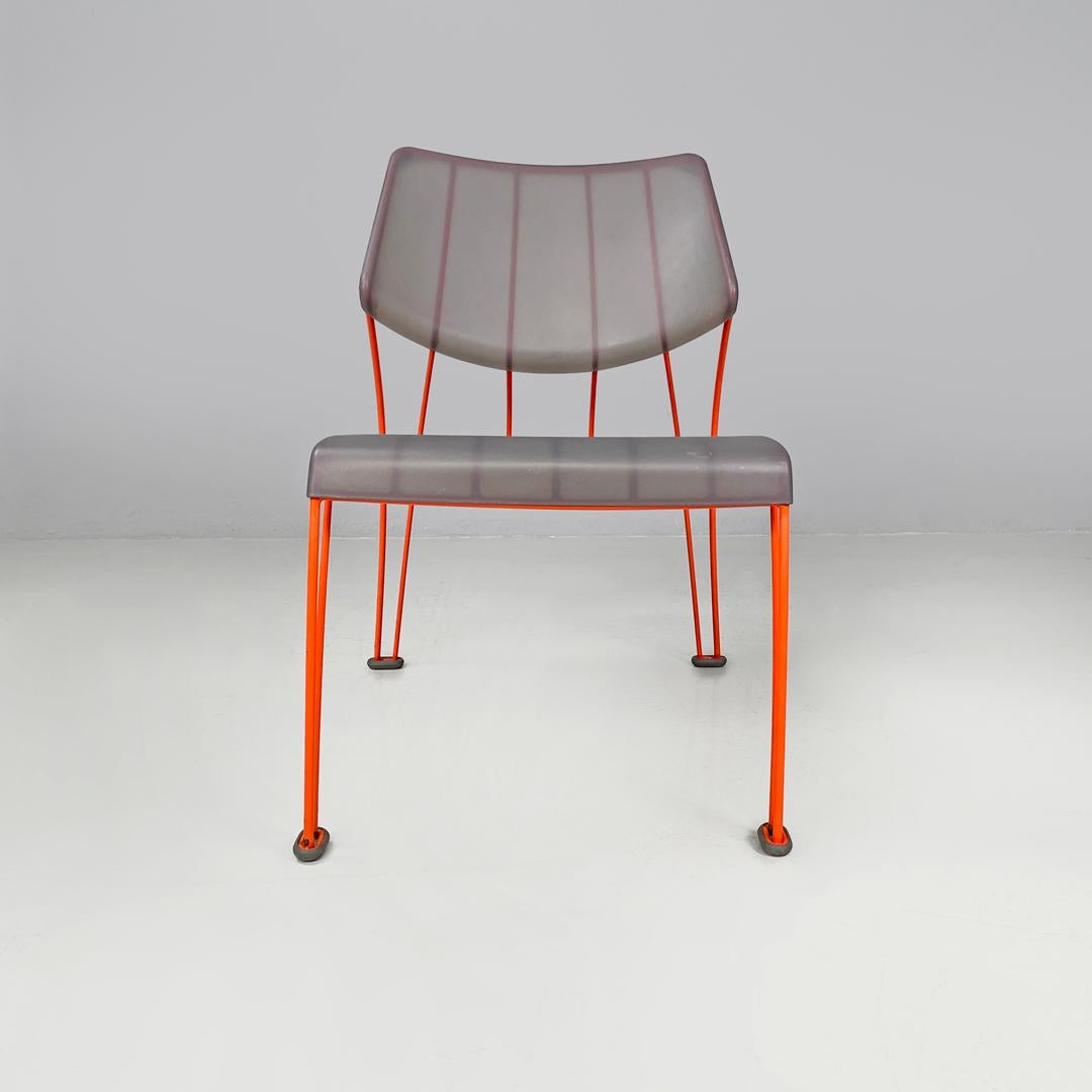 Swedish postmodern orange metal armchair Hasslo by Monika Mulder for Ikea, 1990s
Armchair model Hasslo in plastic and metal. The seat and back are in semi-transparent gray plastic. The structure is made of orange painted metal rods that compose,